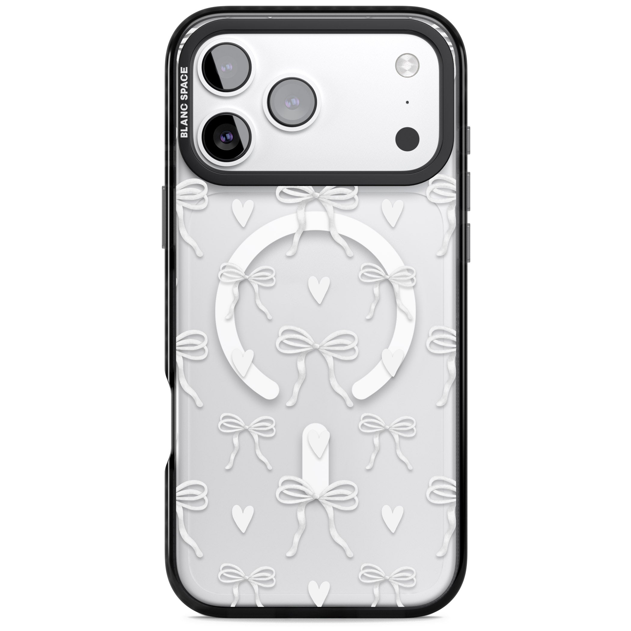 White Bows & Hearts iPhone 17 Pro Max Impact Pro Black Phone Case