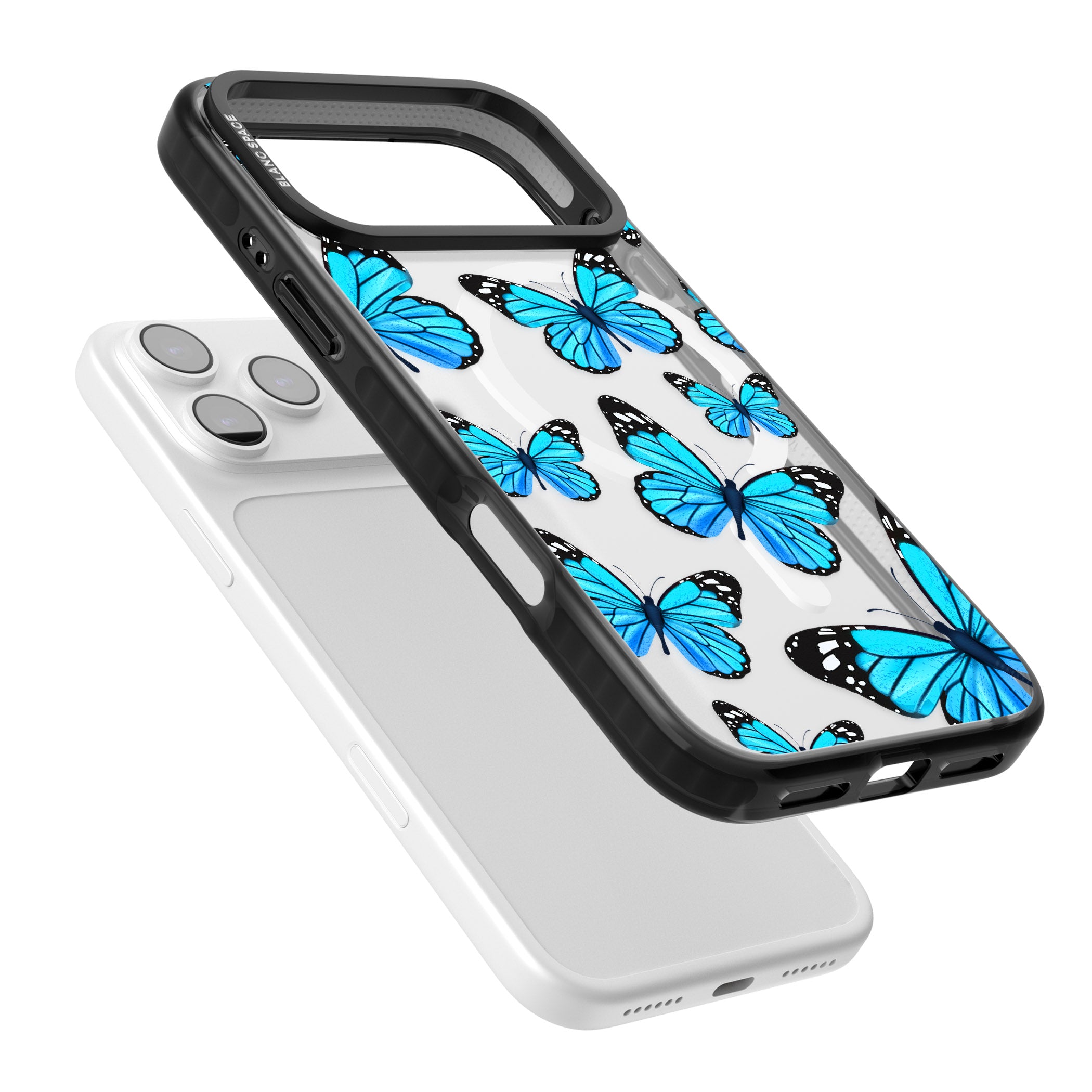 Blue Butterflies iPhone 17 Pro Max Impact Pro Black Phone Case Colours