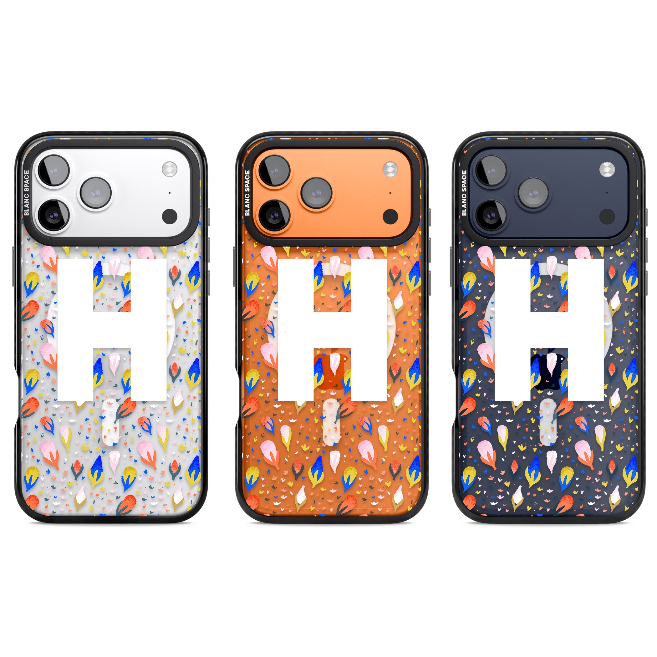 Personalised Abstract Floral Initial iPhone 17 Pro Impact Pro Black Phone Case APT Impact Protection