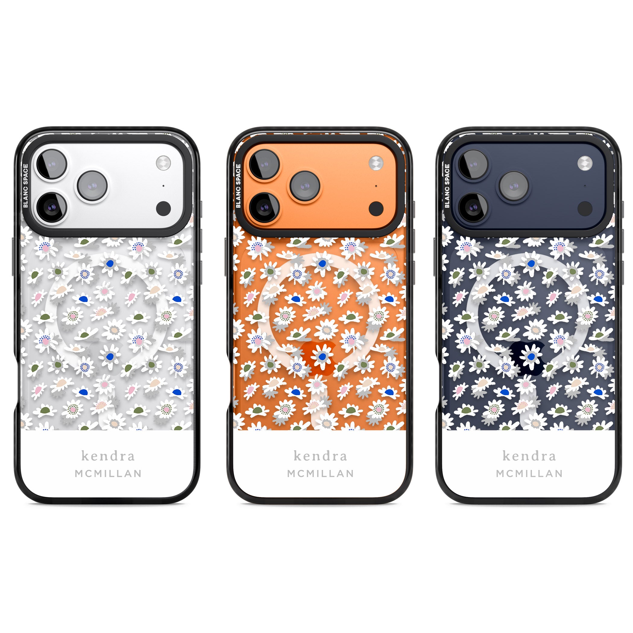 Personalised Grey & White Daisies iPhone 17 Pro Impact Pro Black Phone Case APT Impact Protection