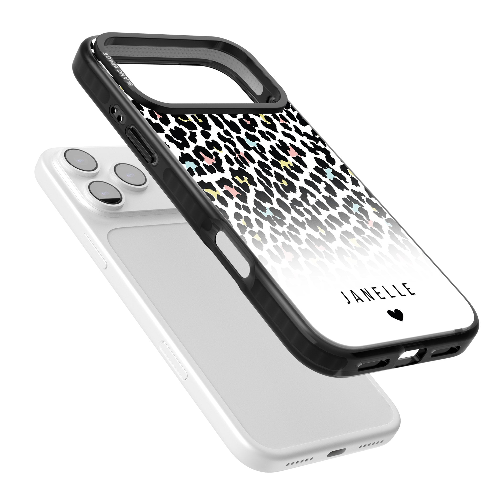 Personalised Pastel Leopard iPhone 17 Pro Impact Pro Black Phone Case Colours