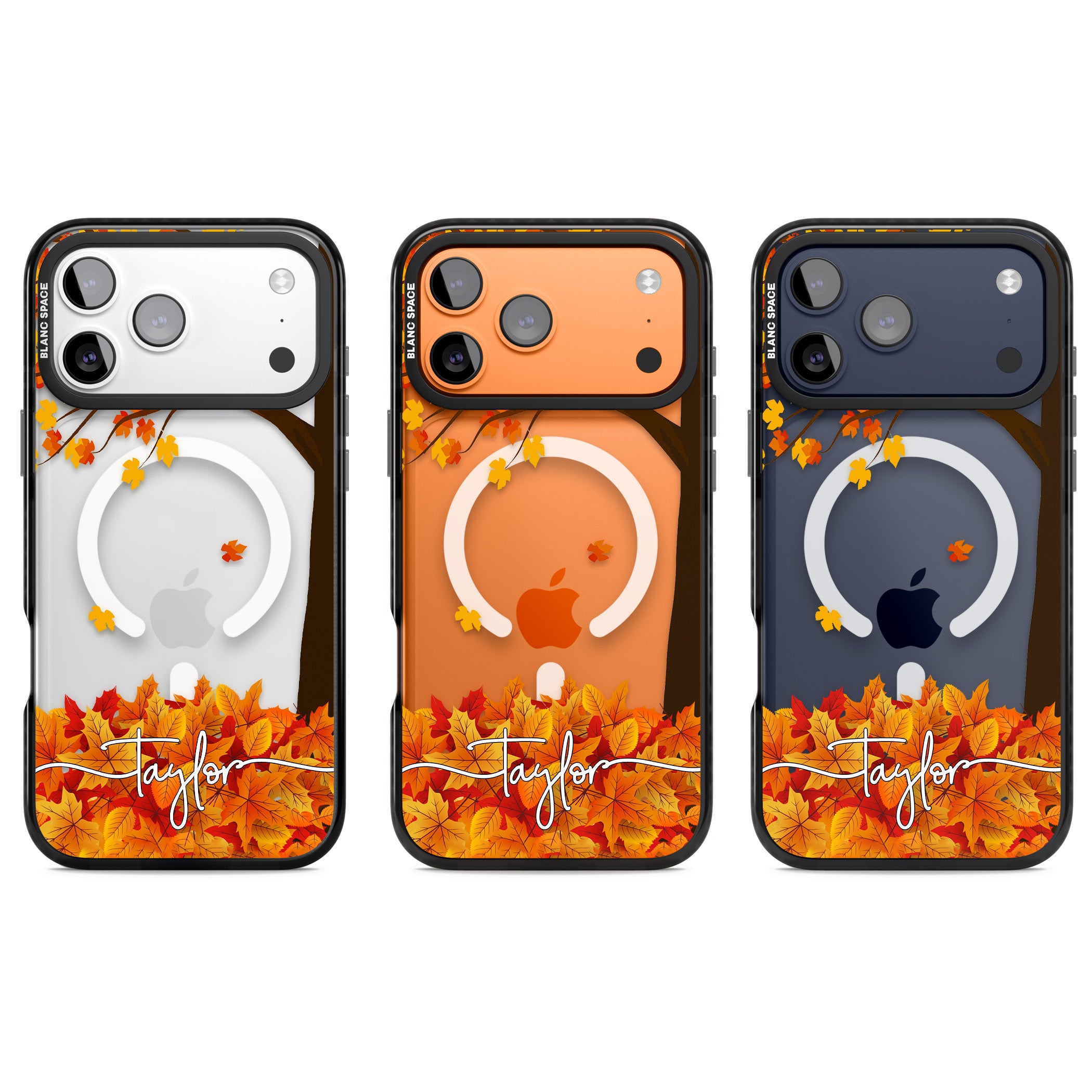 Personalised Autumn Leaves iPhone 17 Pro Impact Pro Black Phone Case APT Impact Protection