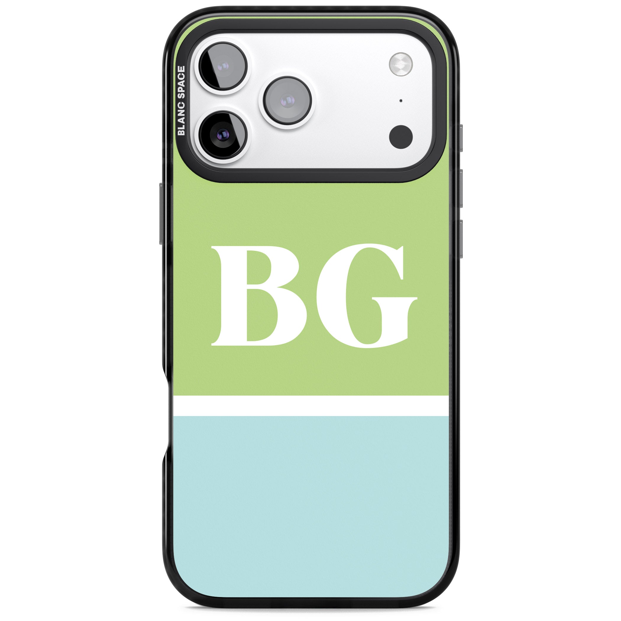 Personalised Colorblock: Green & Turquoise iPhone 17 Pro Max Impact Pro Black Phone Case