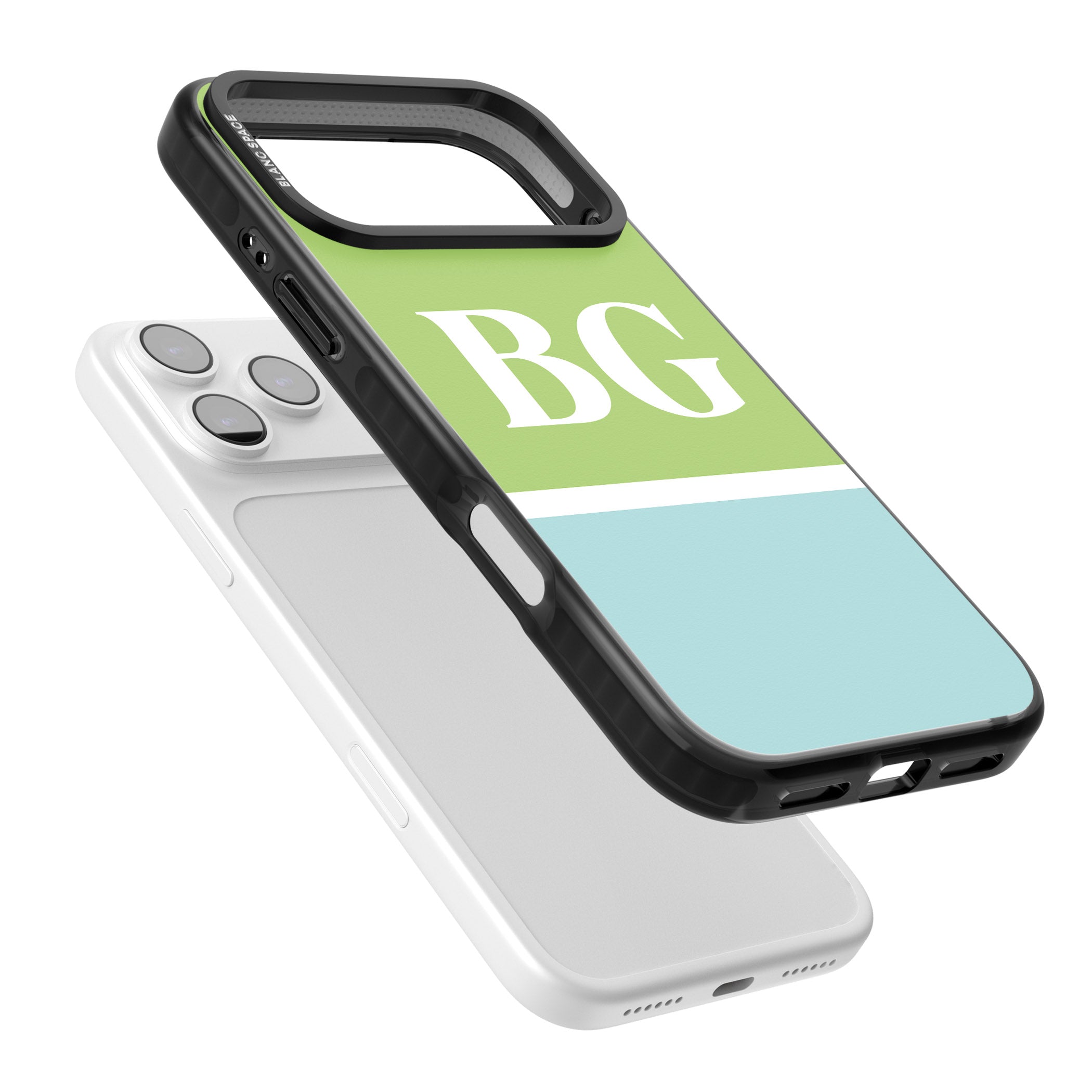 Personalised Colorblock: Green & Turquoise iPhone 17 Pro Max Impact Pro Black Phone Case Colours