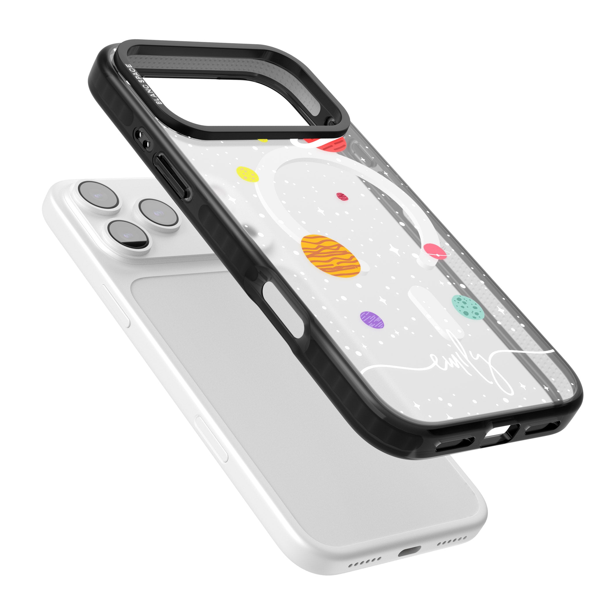 Personalised Cute Cartoon Planet (Clear) iPhone 17 Pro Max Impact Pro Black Phone Case Colours