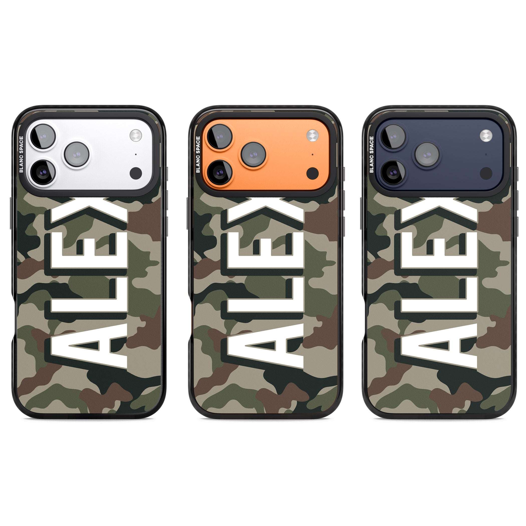Personalised Classic Green Camo iPhone 17 Pro Impact Pro Black Phone Case APT Impact Protection