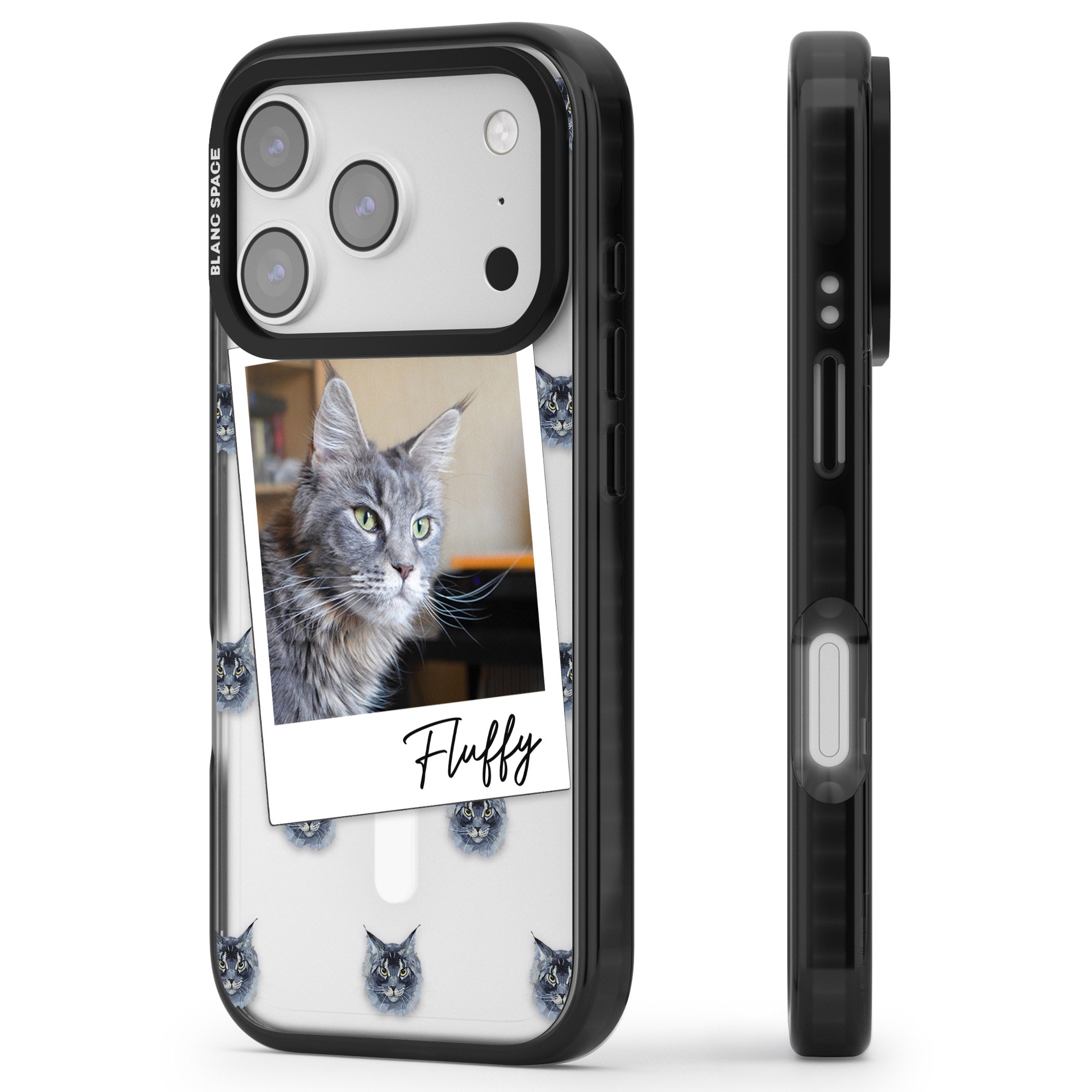 Personalised Maine Coon Photo iPhone 17 Pro Impact Pro Black Phone Case Side Profile