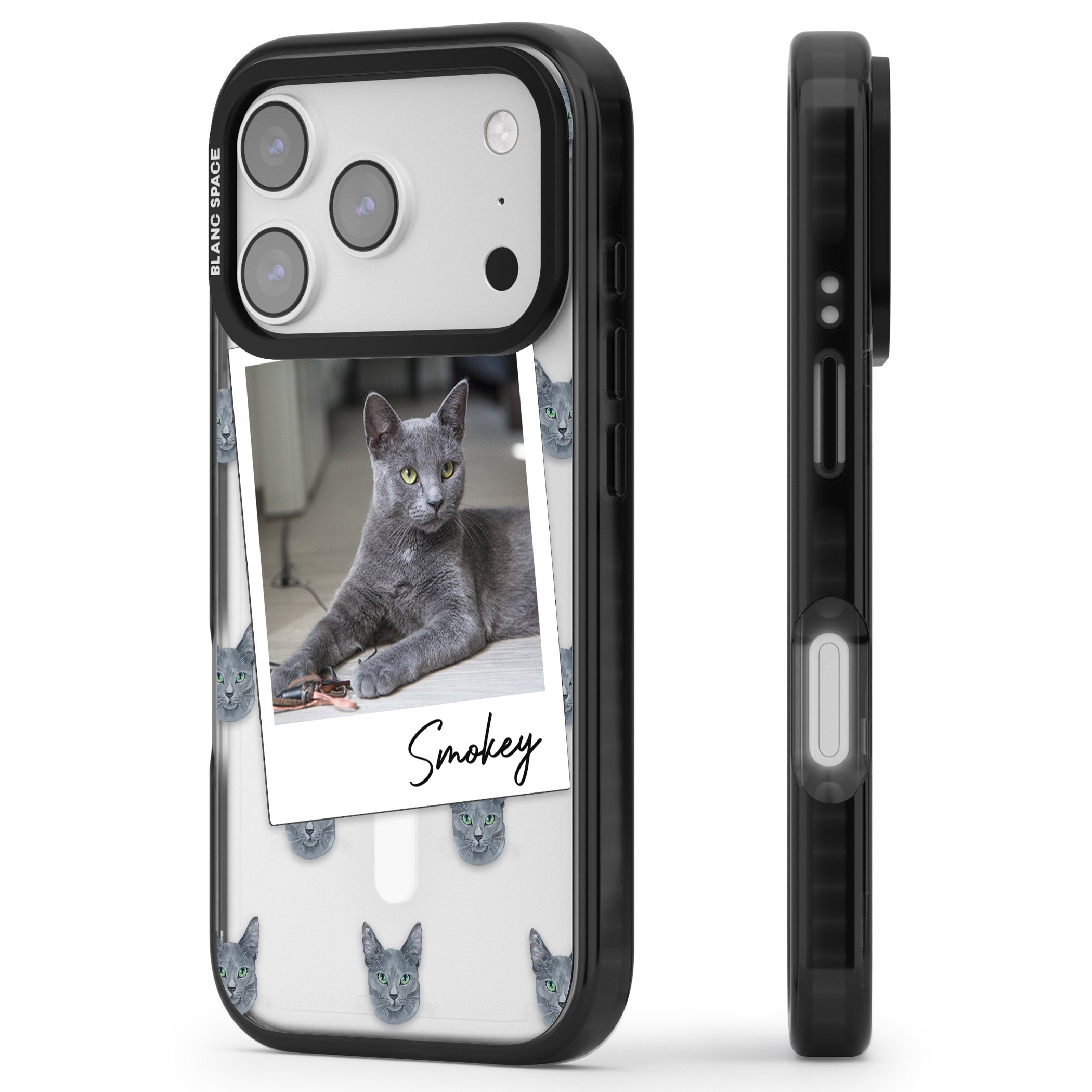 Personalised Korat Cat Photo iPhone 17 Pro Impact Pro Black Phone Case Side Profile
