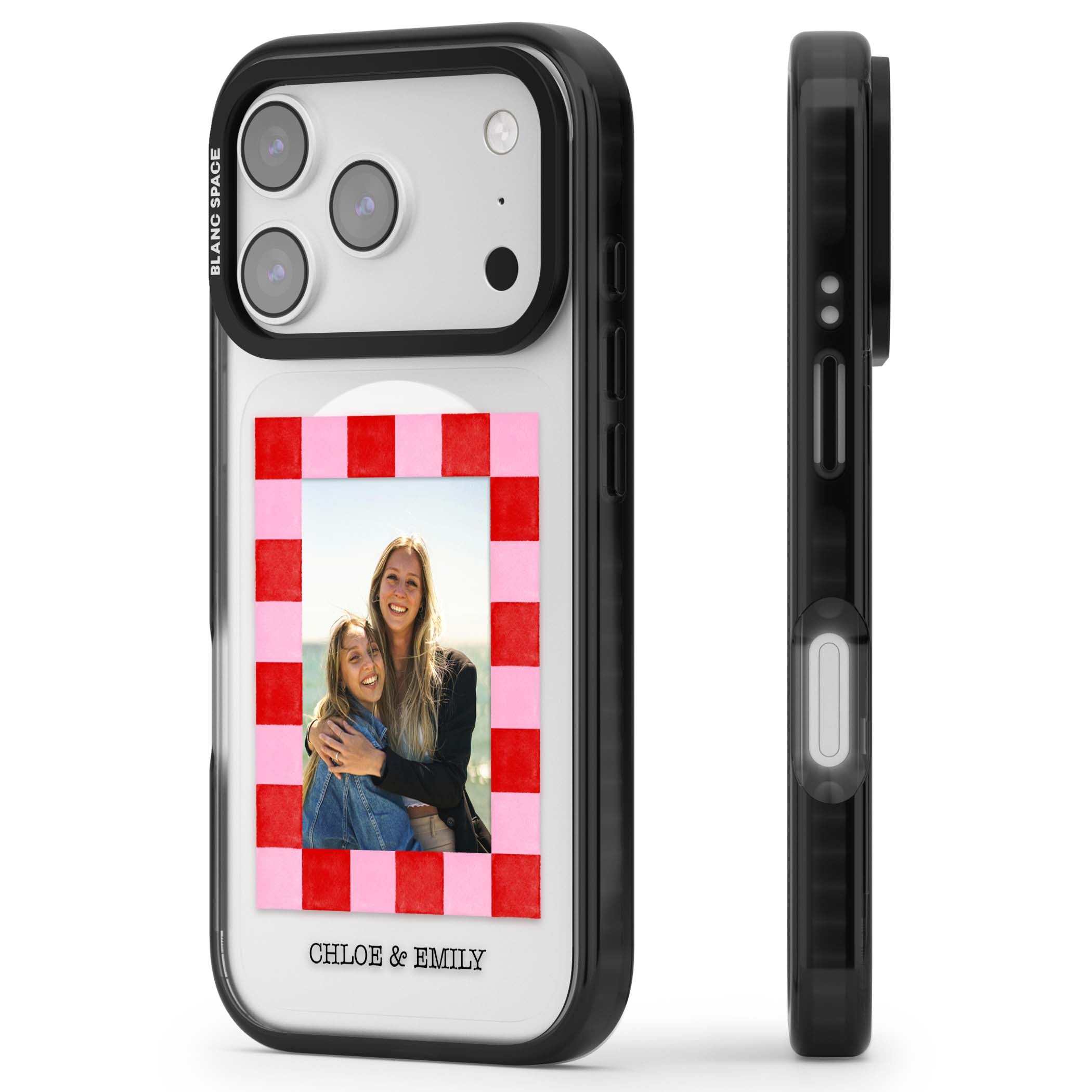 Bubblegum Check Photo for her iPhone case | Black Impact Magsafe case for iPhone 17 Pro, iPhone 17 Pro Max