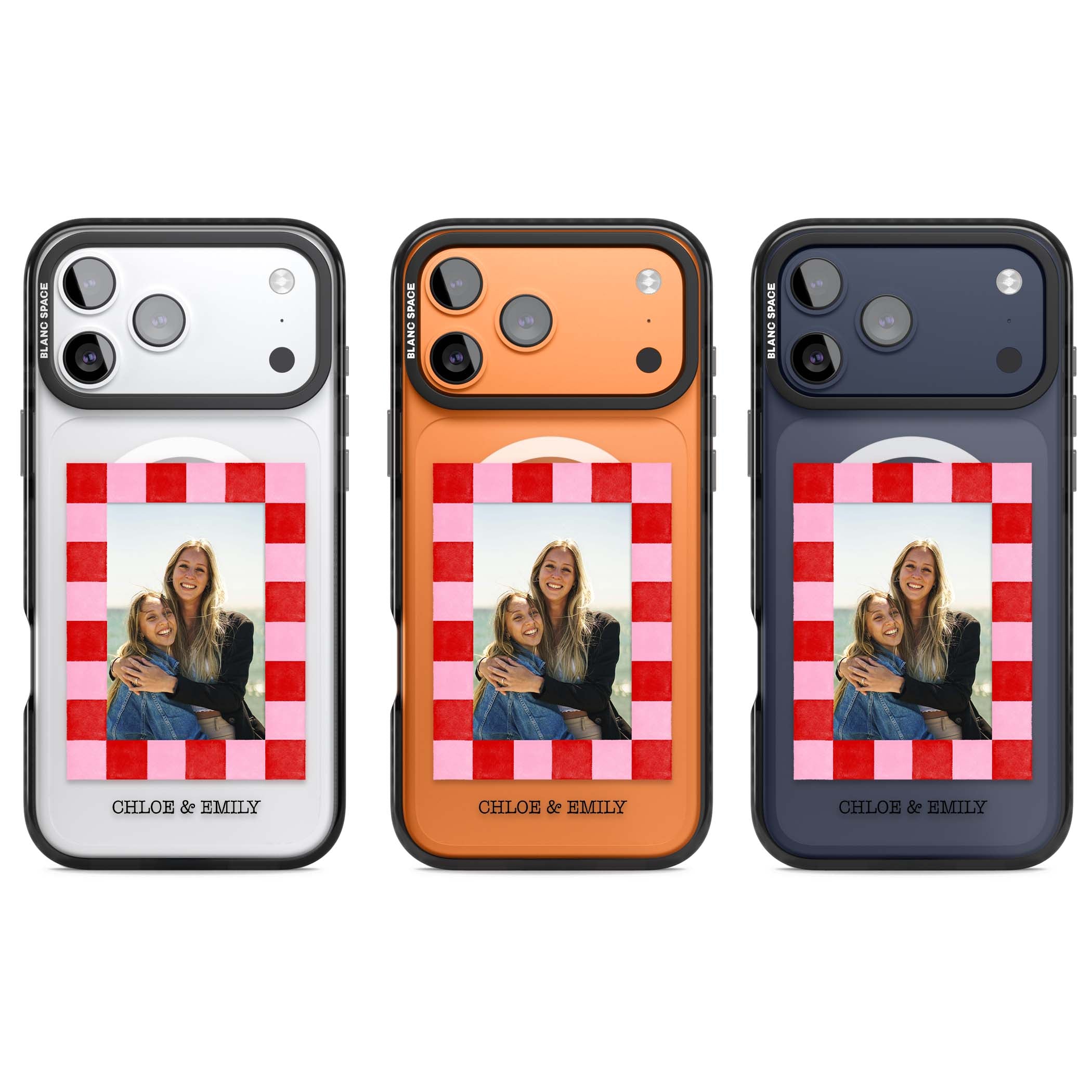 Bubblegum Check Photo for her iPhone case | Black Impact Magsafe case for iPhone 17 Pro, iPhone 17 Pro Max