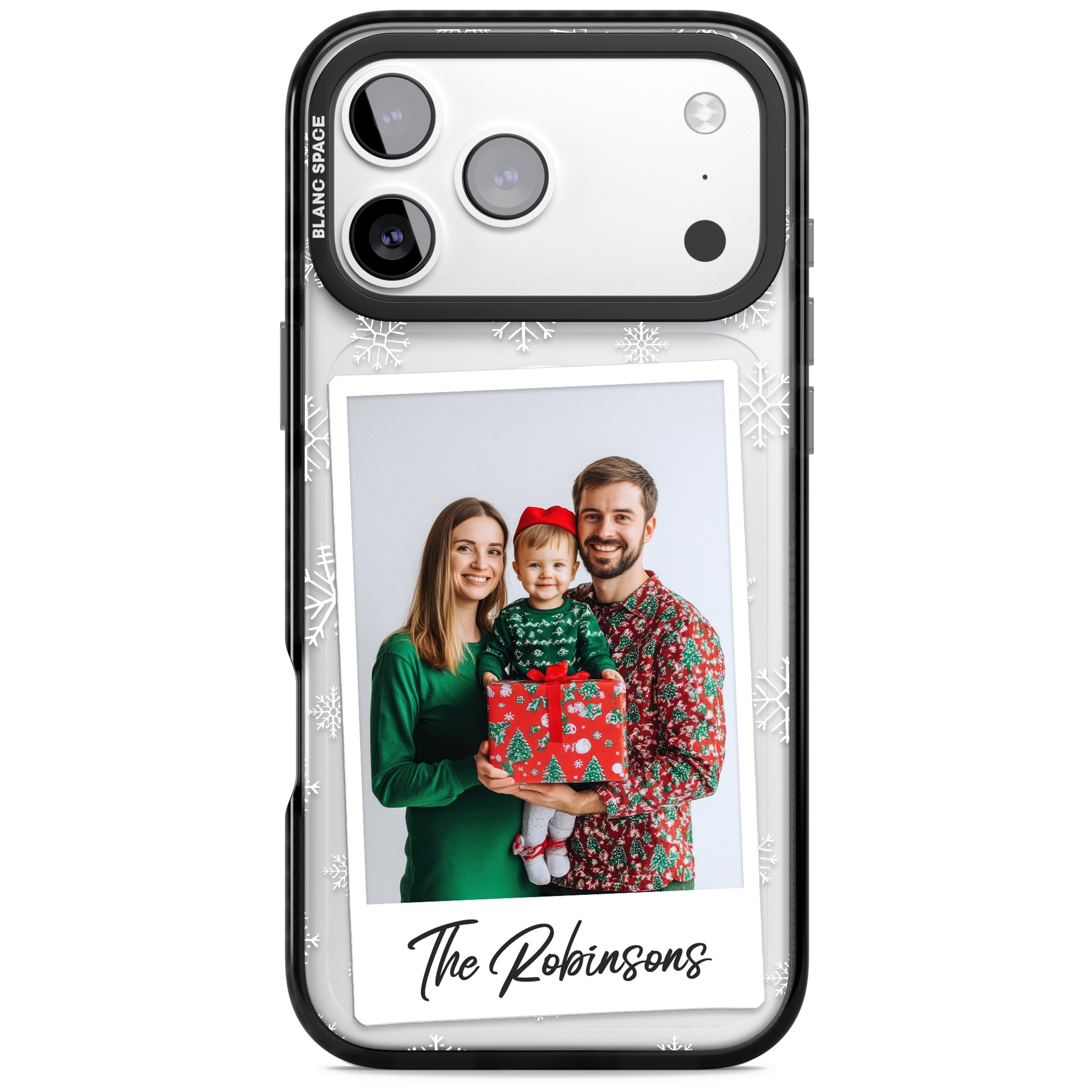 Personalised Snowflake Photo iPhone 17 Pro Impact Pro Black Phone Case