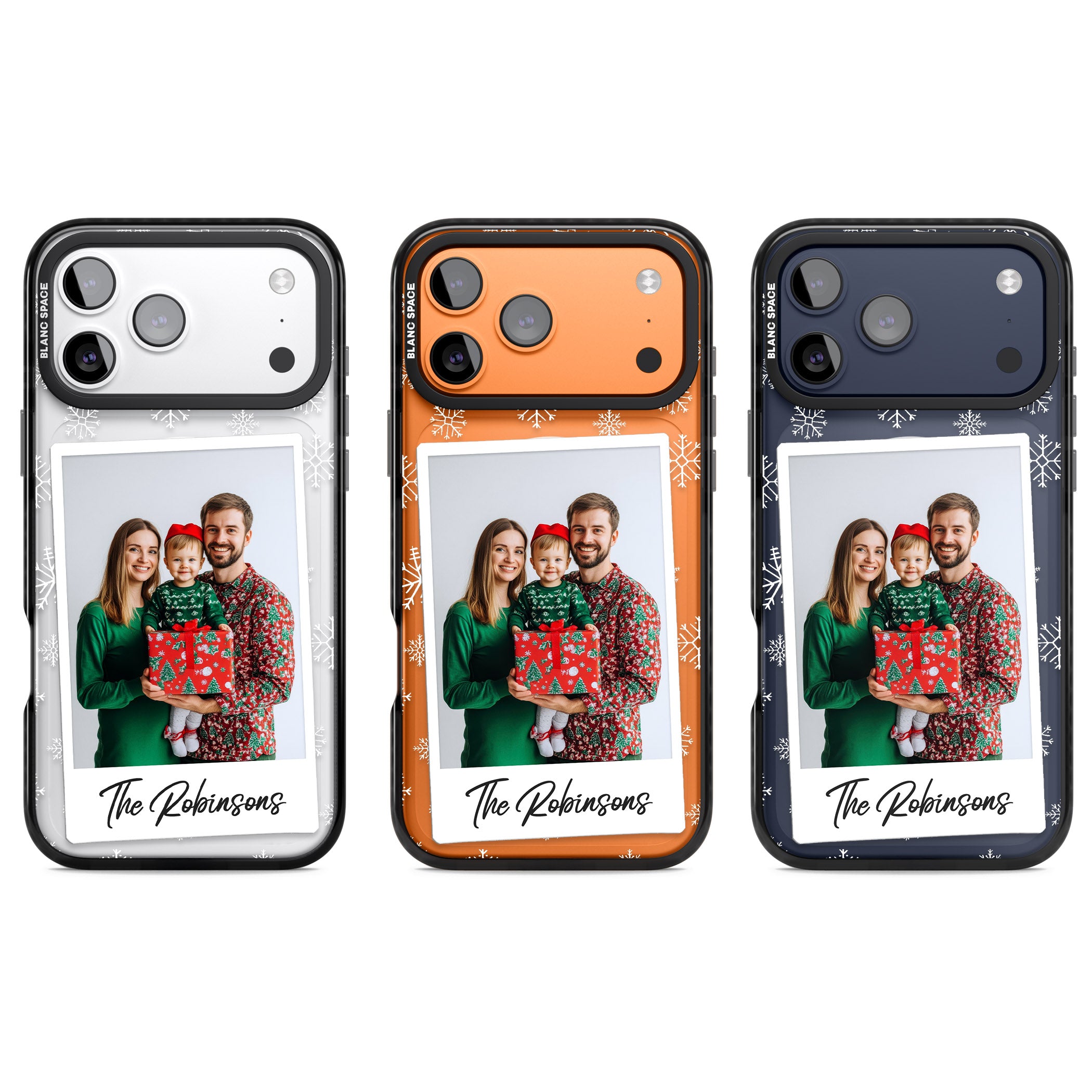 Personalised Snowflake Photo iPhone 17 Pro Impact Pro Black Phone Case APT Impact Protection