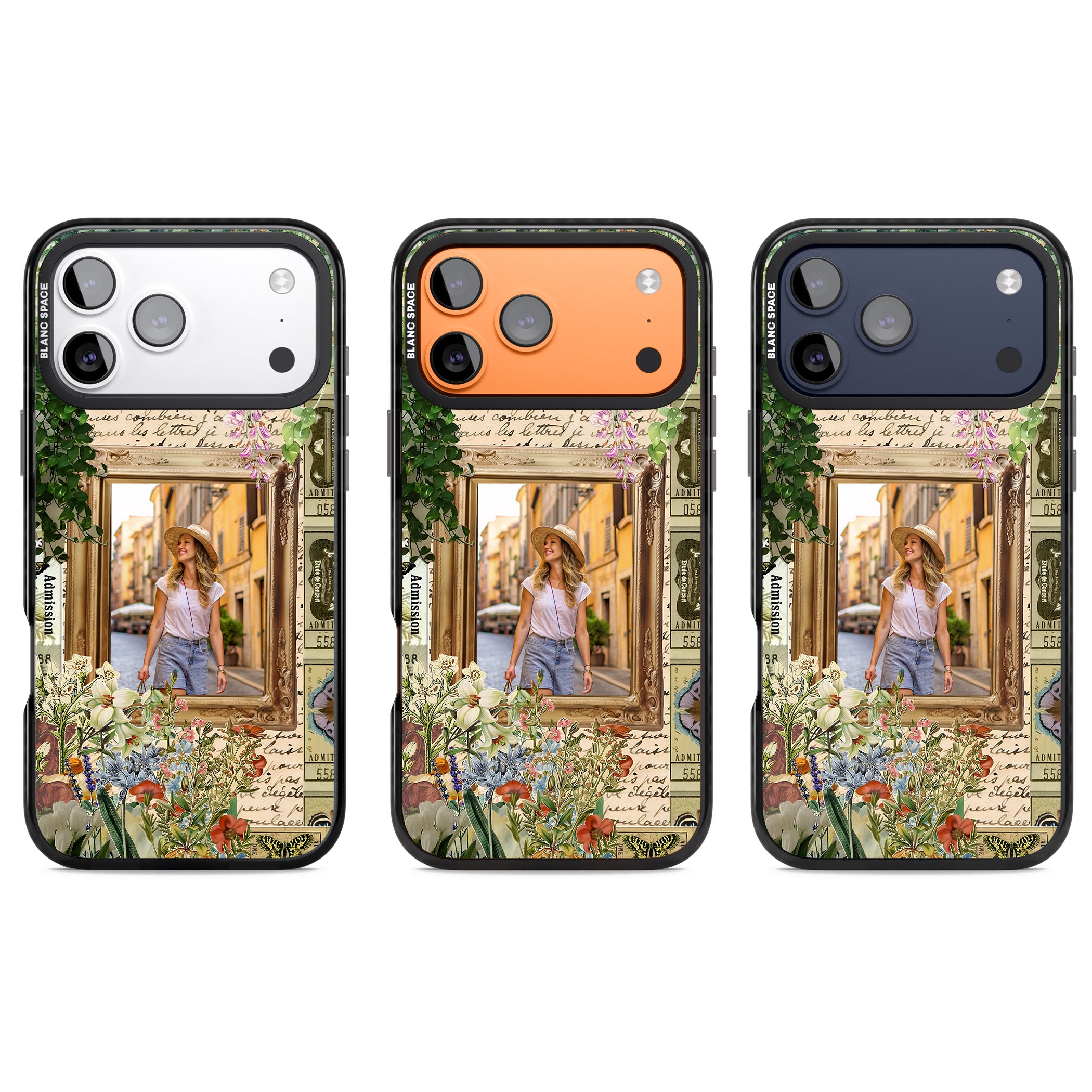 Personalised Tuscan Floral Collage Frame iPhone 17 Pro Impact Pro Black Phone Case APT Impact Protection
