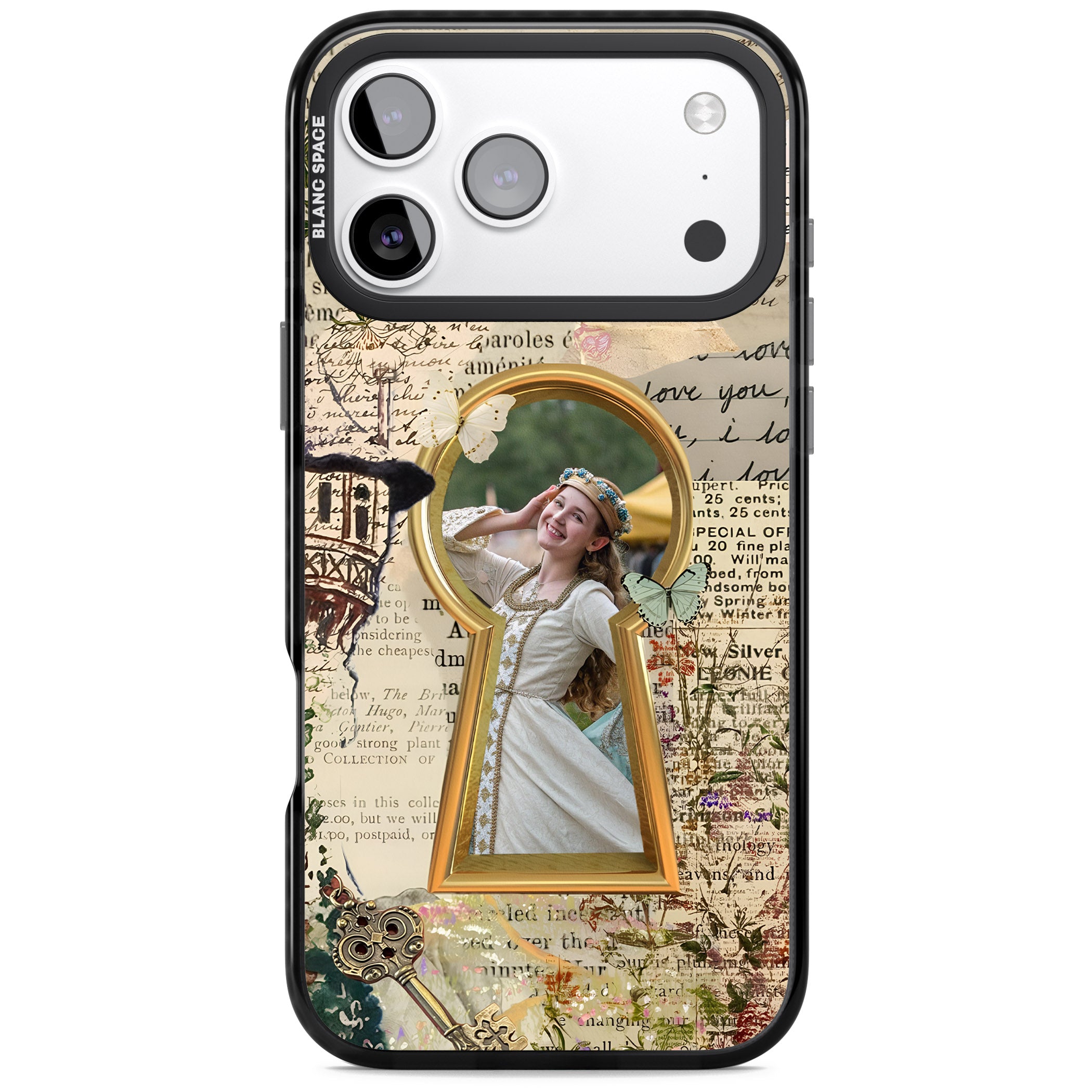 Personalised Bookpage Keyhole Frame iPhone 17 Pro Max Impact Pro Black Phone Case