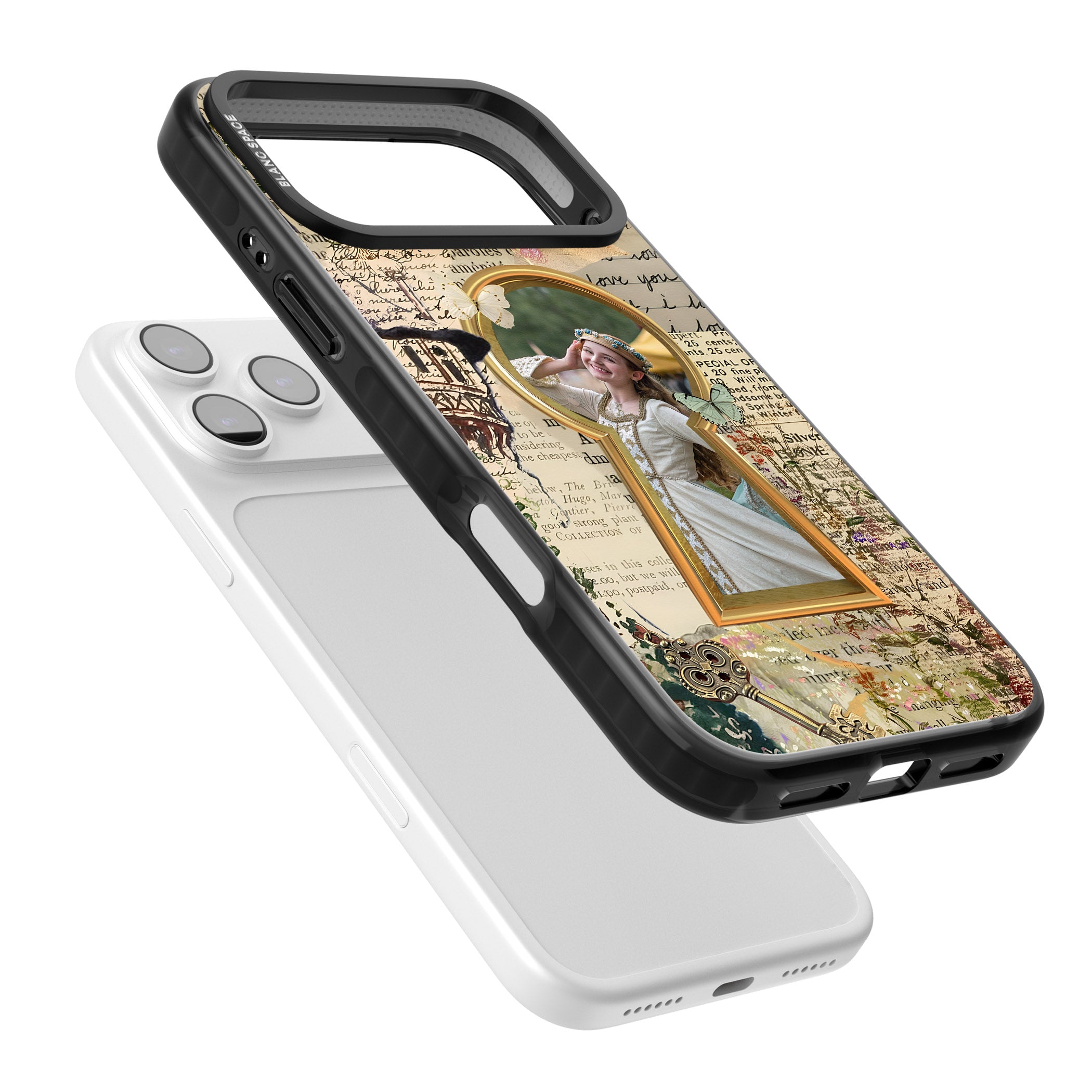 Personalised Bookpage Keyhole Frame iPhone 17 Pro Max Impact Pro Black Phone Case Colours