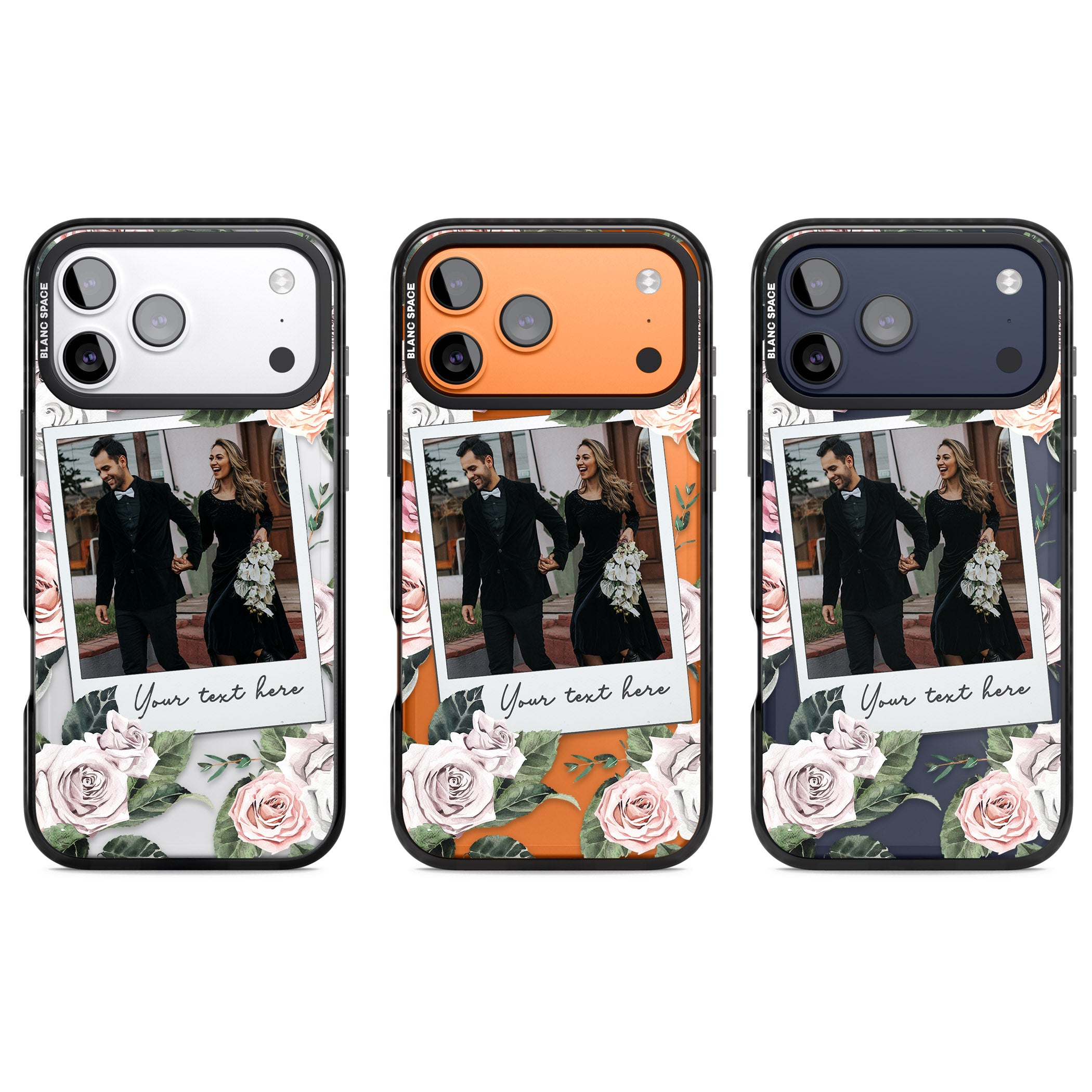 Personalised Floral Instant Camera Photo iPhone 17 Pro Impact Pro Black Phone Case APT Impact Protection