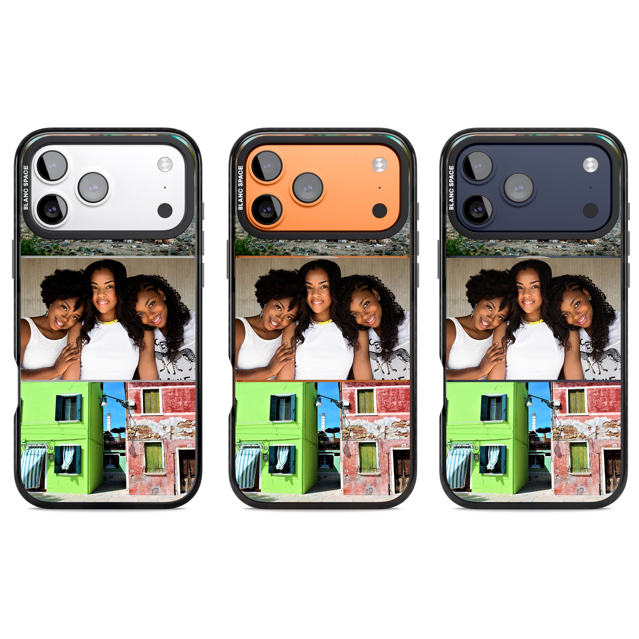 Personalised 3 Photo Grid iPhone 17 Pro Impact Pro Black Phone Case APT Impact Protection