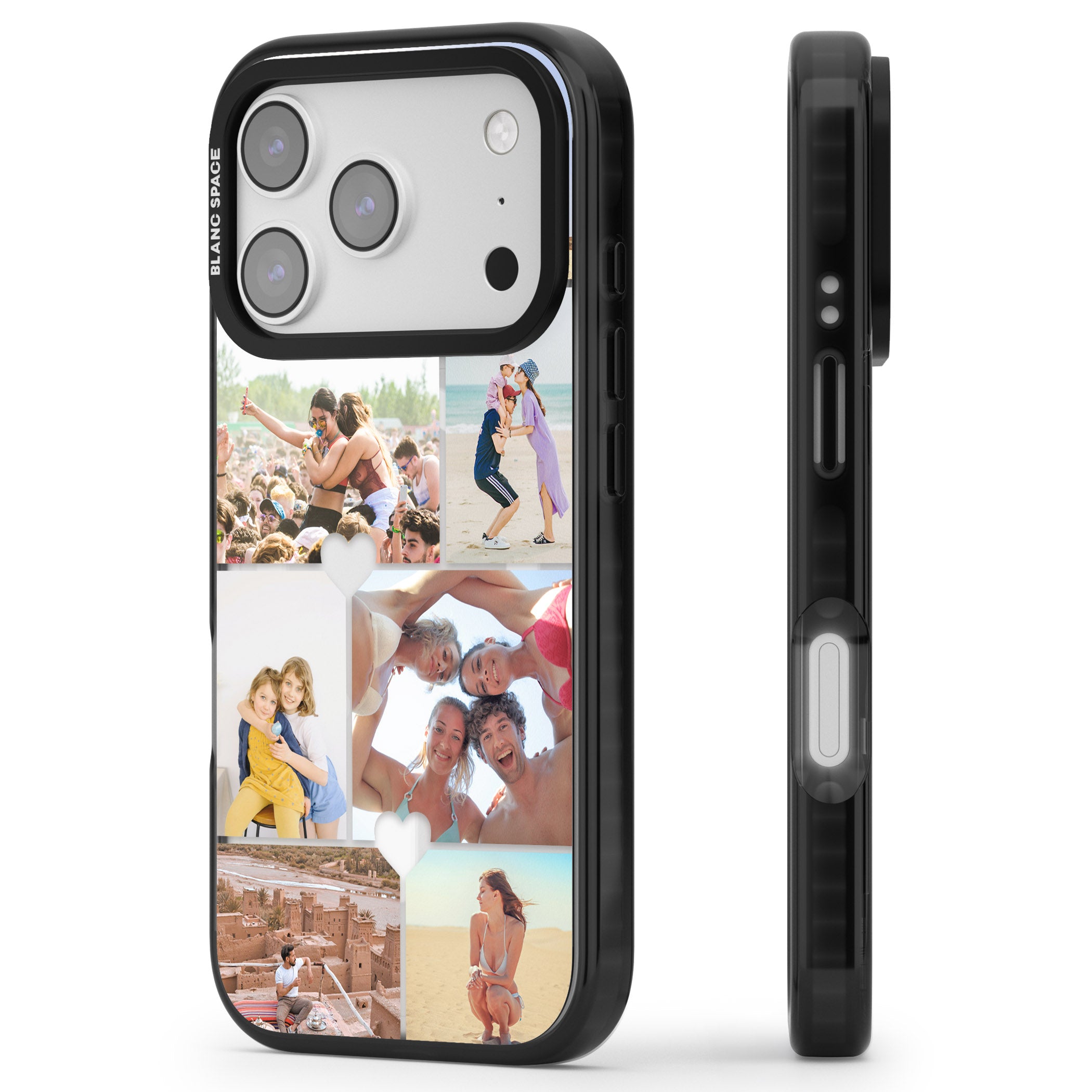 Personalised Heart Photo Grid iPhone 17 Pro Max Impact Pro Black Phone Case Side Profile