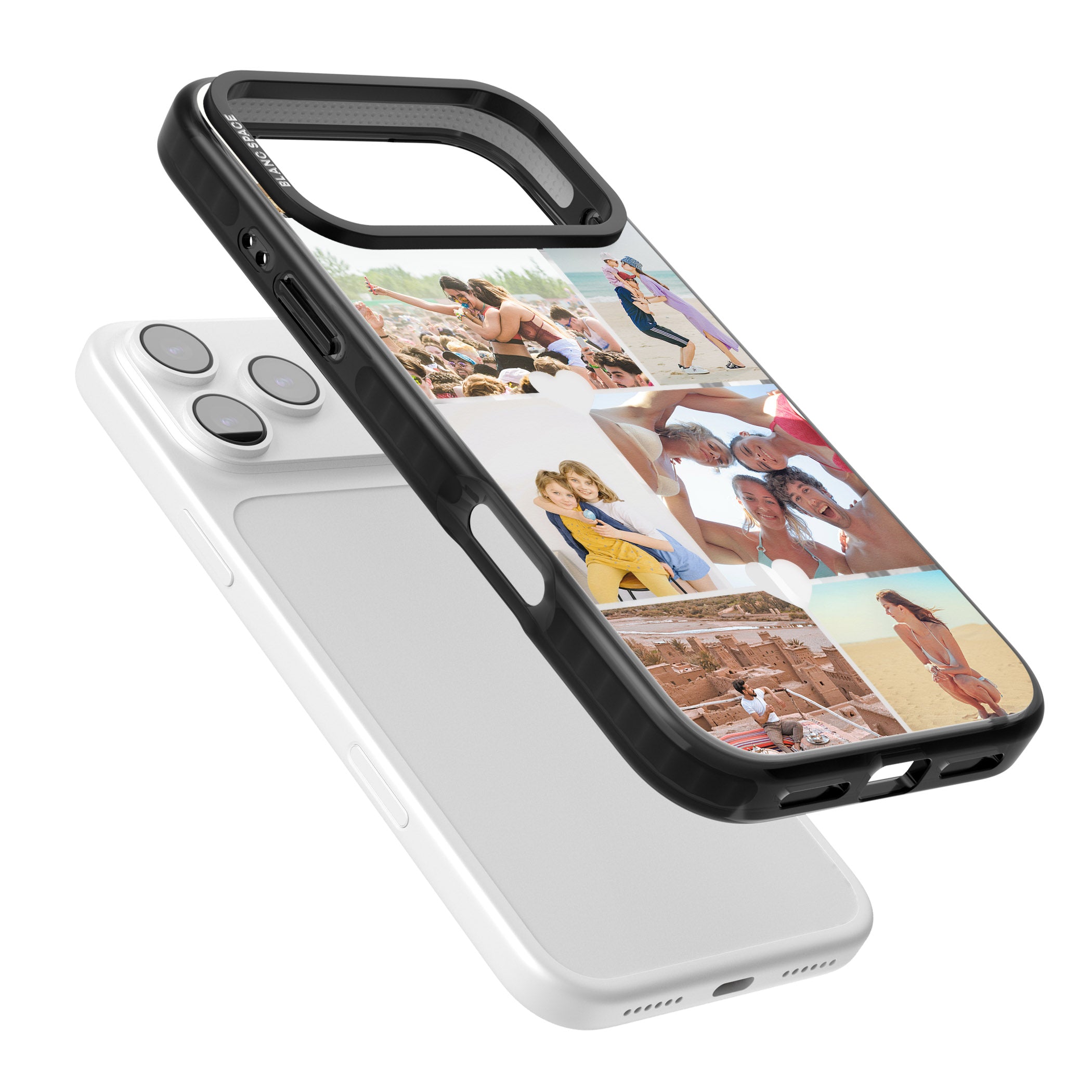 Personalised Heart Photo Grid iPhone 17 Pro Impact Pro Black Phone Case Colours