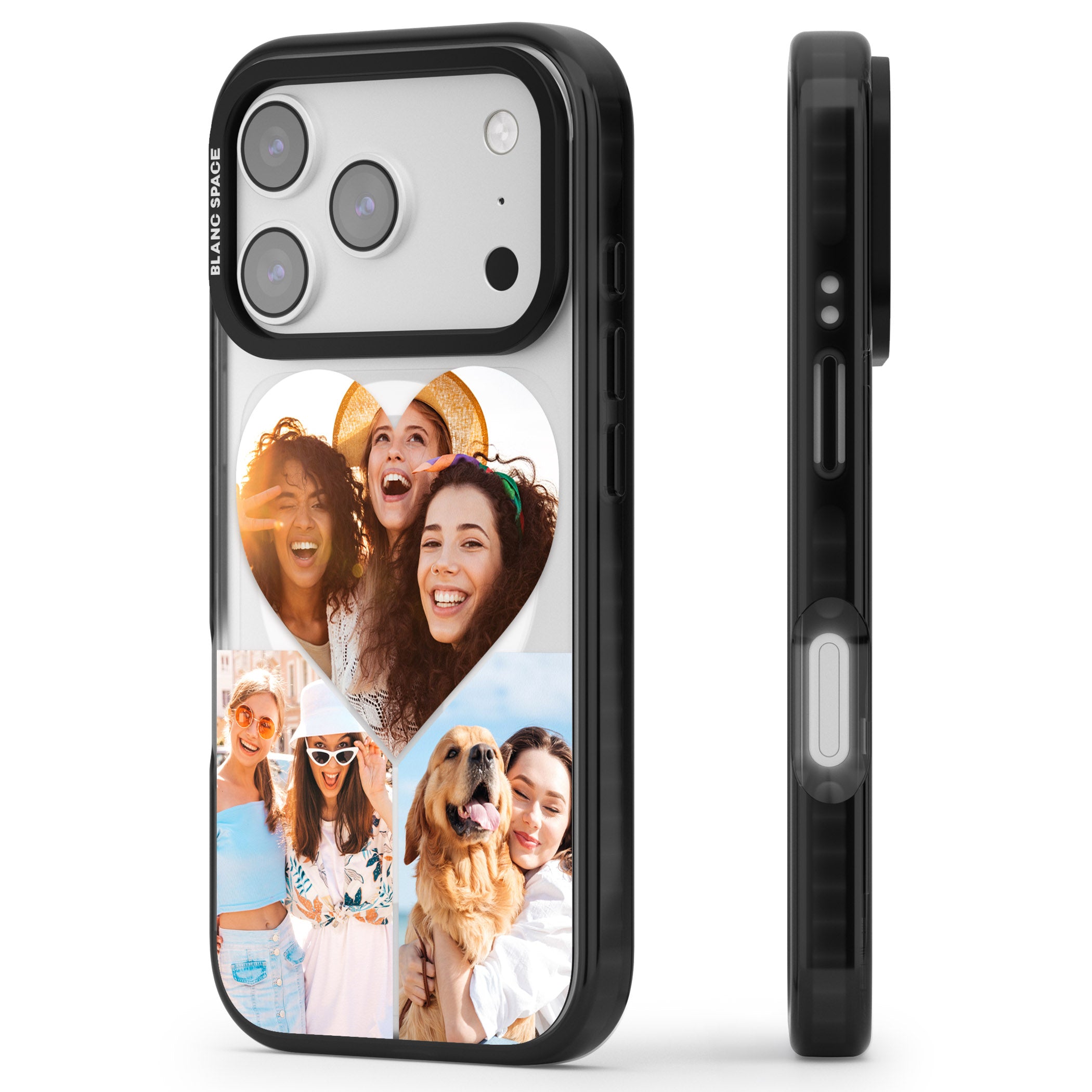 Personalised Heart Photo iPhone 17 Pro Impact Pro Black Phone Case Side Profile