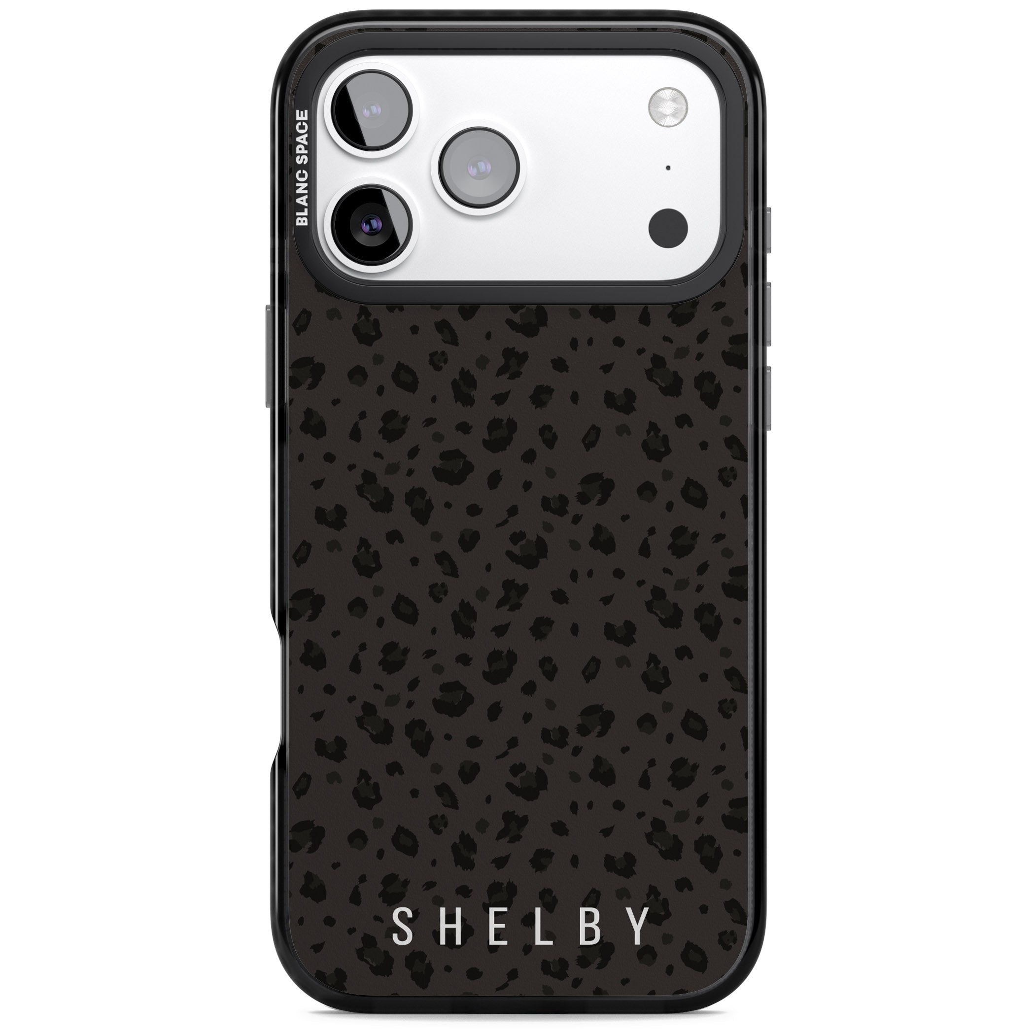 Personalised Dark Leopard Lettering iPhone 17 Pro Impact Pro Black Phone Case