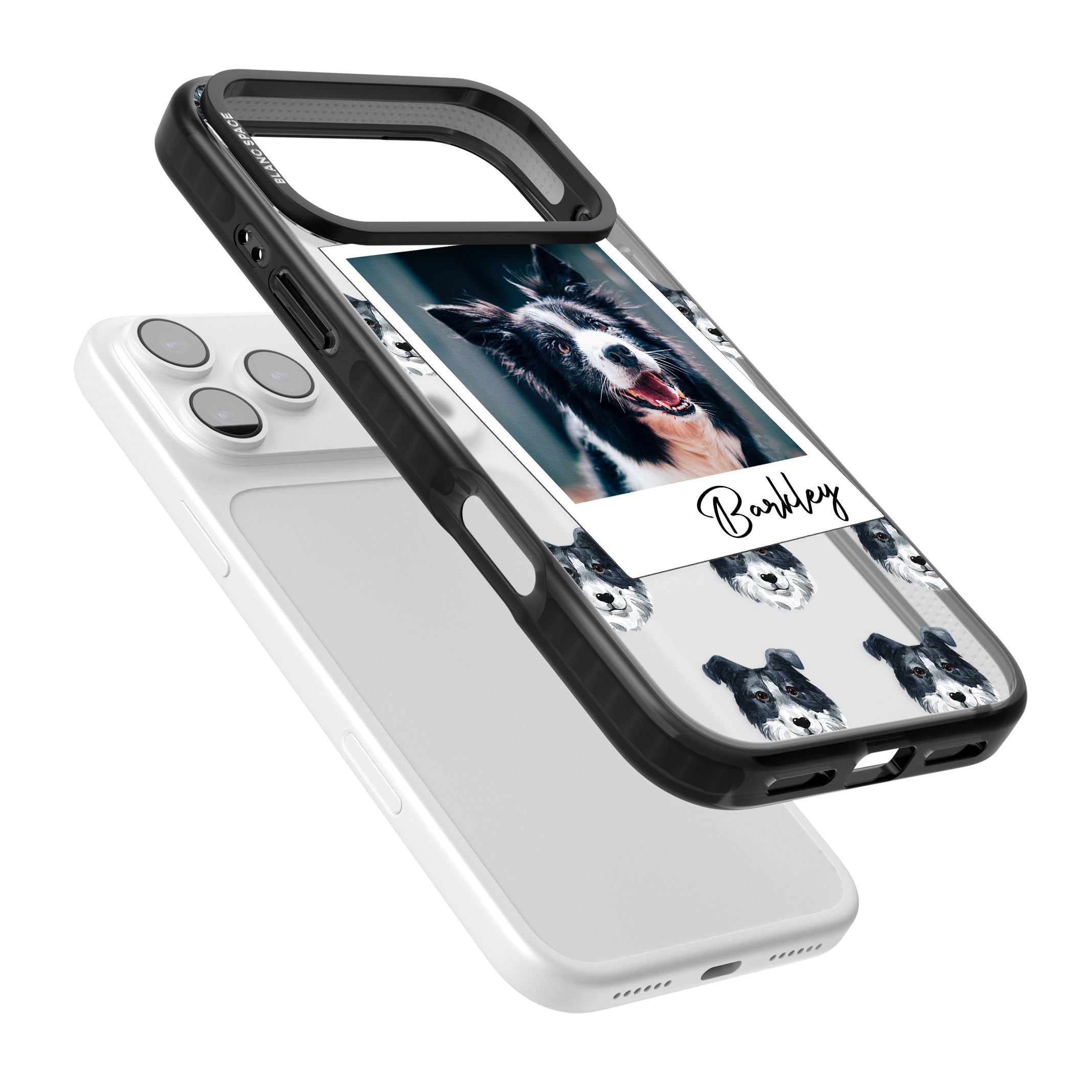 Personalised Border Collie Instant Camera Photo iPhone 17 Pro Impact Pro Black Phone Case Colours