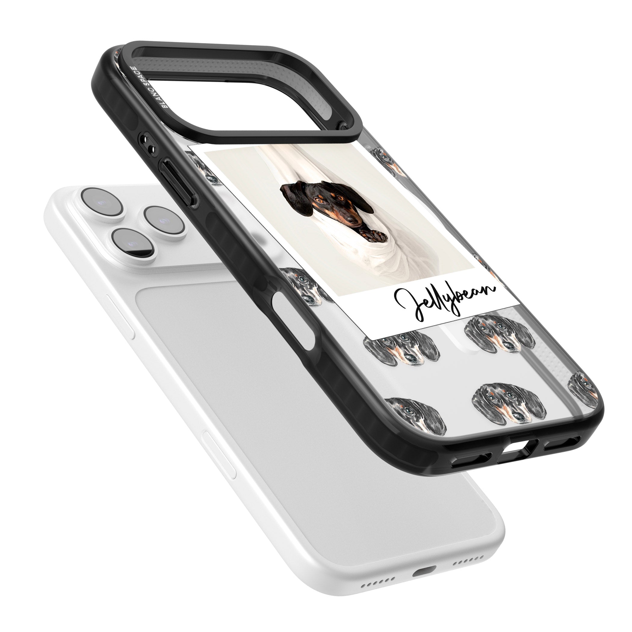 Personalised Black Dachshund Instant Camera Photo iPhone 17 Pro Max Impact Pro Black Phone Case Colours
