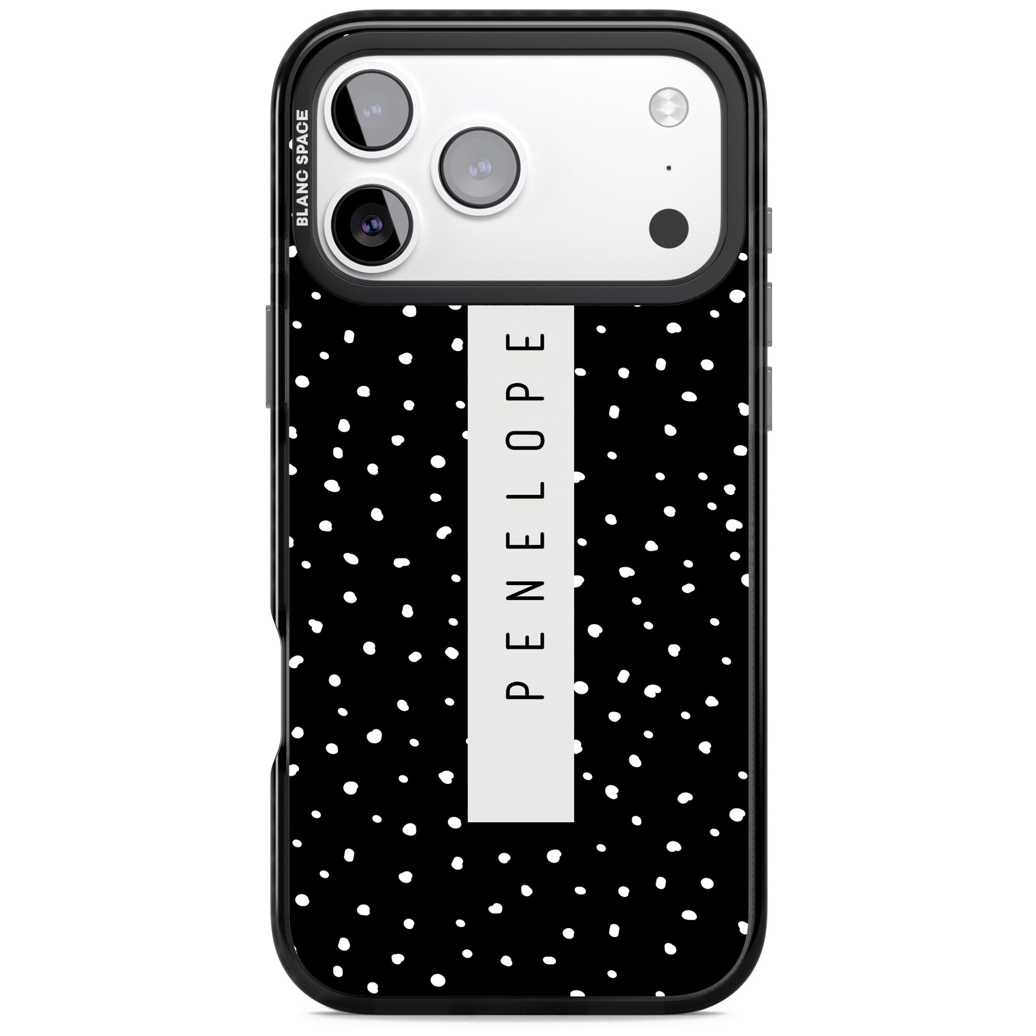 Personalised Black Dots iPhone 17 Pro Impact Pro Black Phone Case