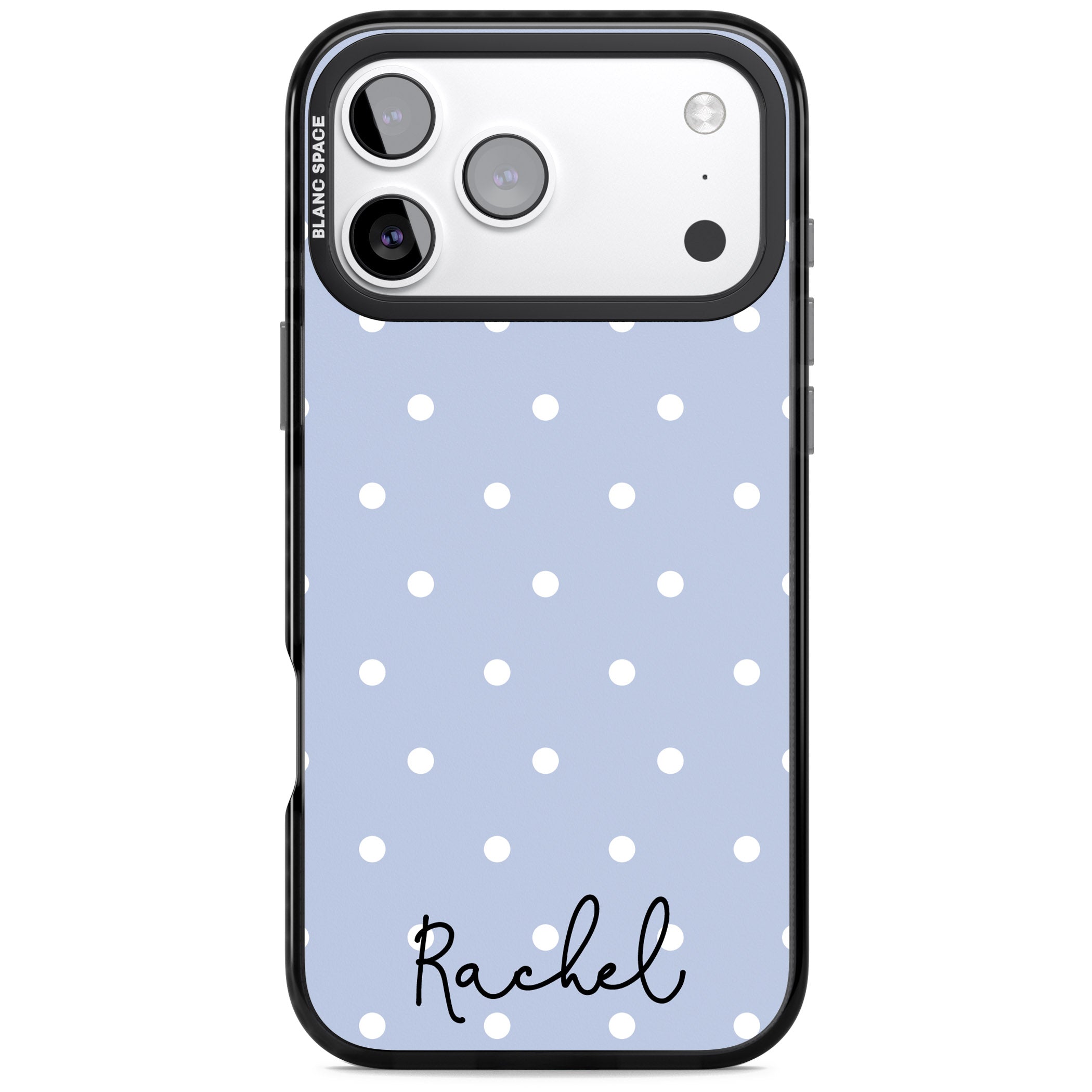 Personalised Simple Light Blue Dots iPhone 17 Pro Impact Pro Black Phone Case