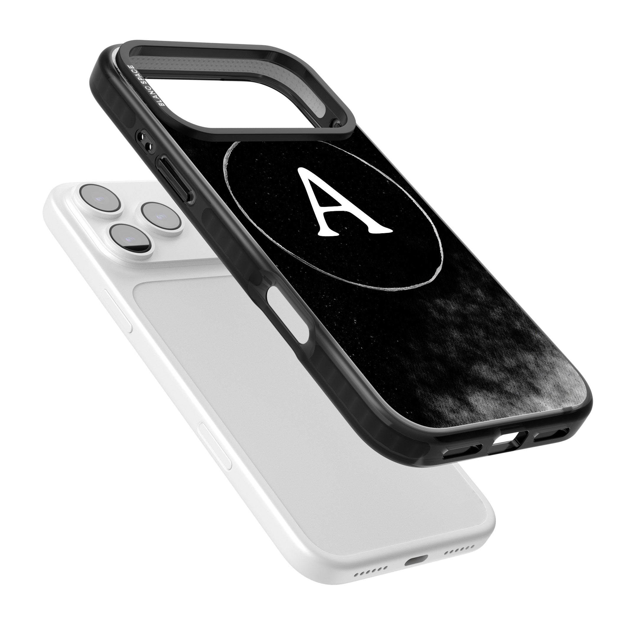 Personalised Monochrome Cosmic Monogram iPhone 17 Pro Max Impact Pro Black Phone Case Colours