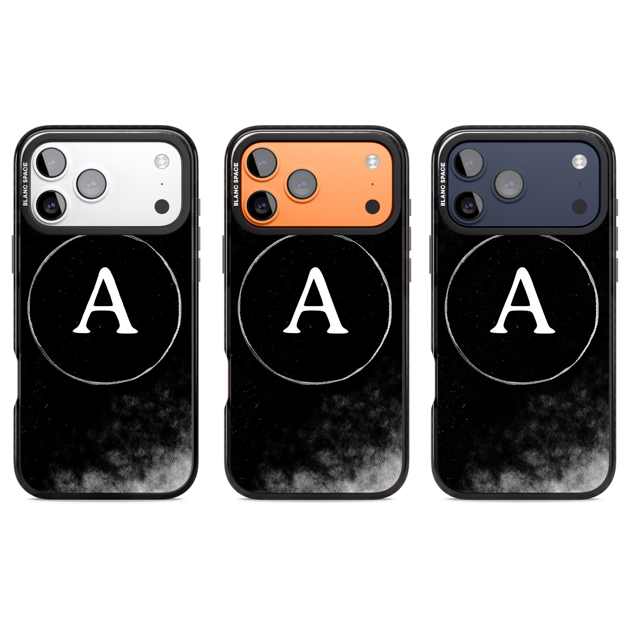 Personalised Monochrome Cosmic Monogram iPhone 17 Pro Impact Pro Black Phone Case APT Impact Protection