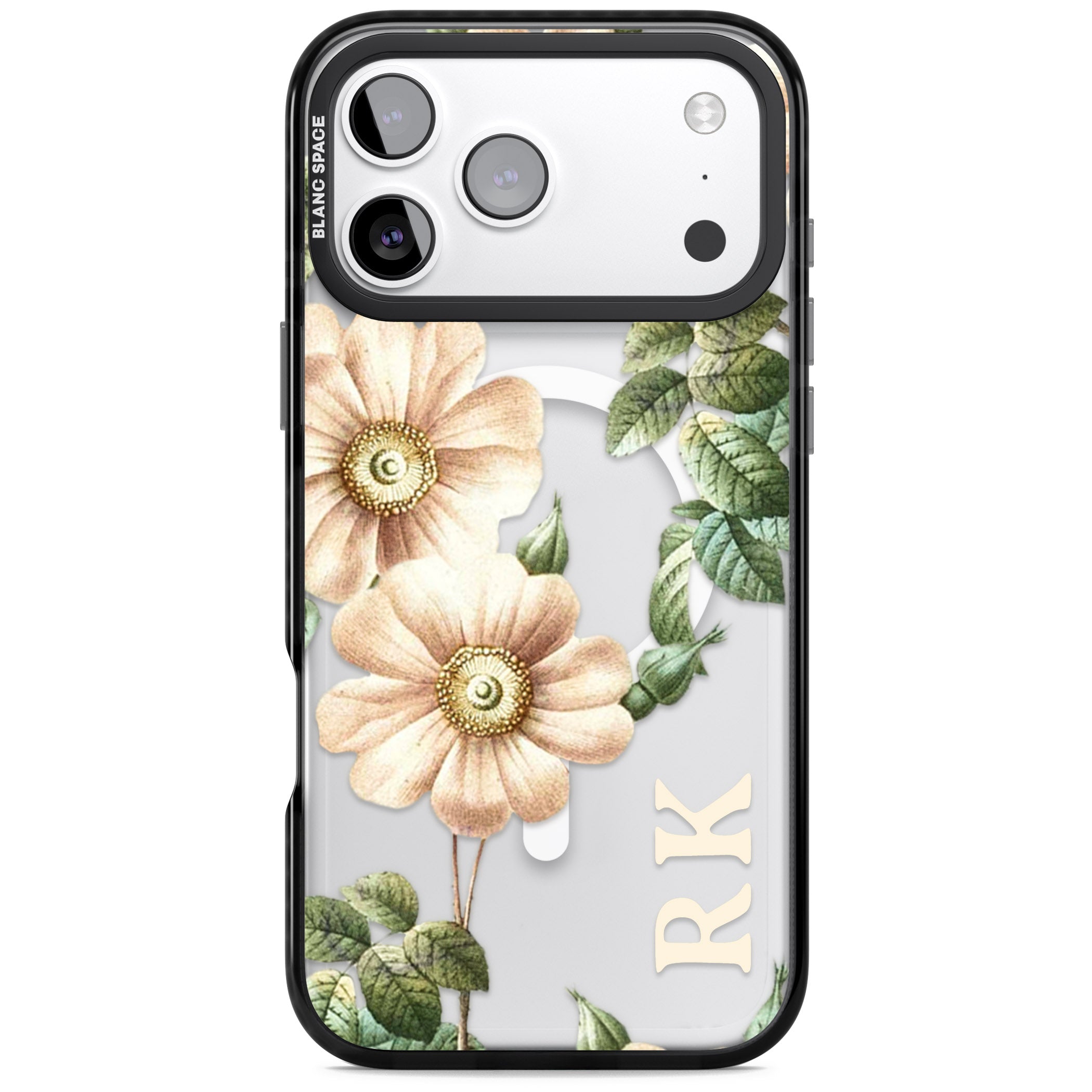 Personalised Vintage Floral Anemone iPhone 17 Pro Max Impact Pro Black Phone Case