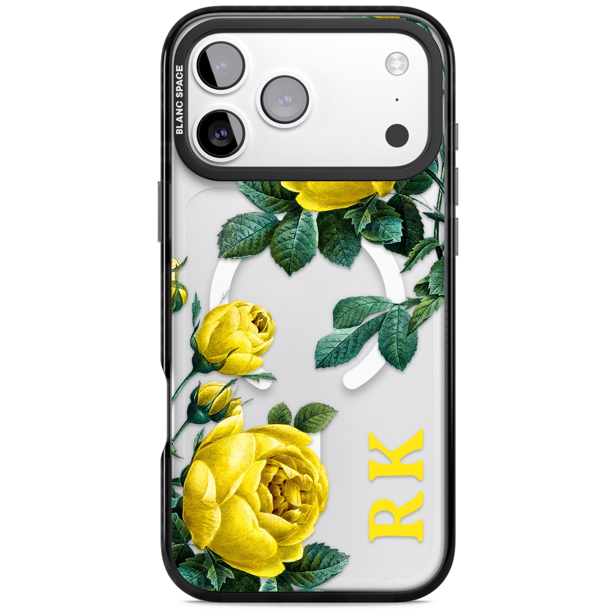 Personalised Vintage Floral Yellow Roses iPhone 17 Pro Max Impact Pro Black Phone Case