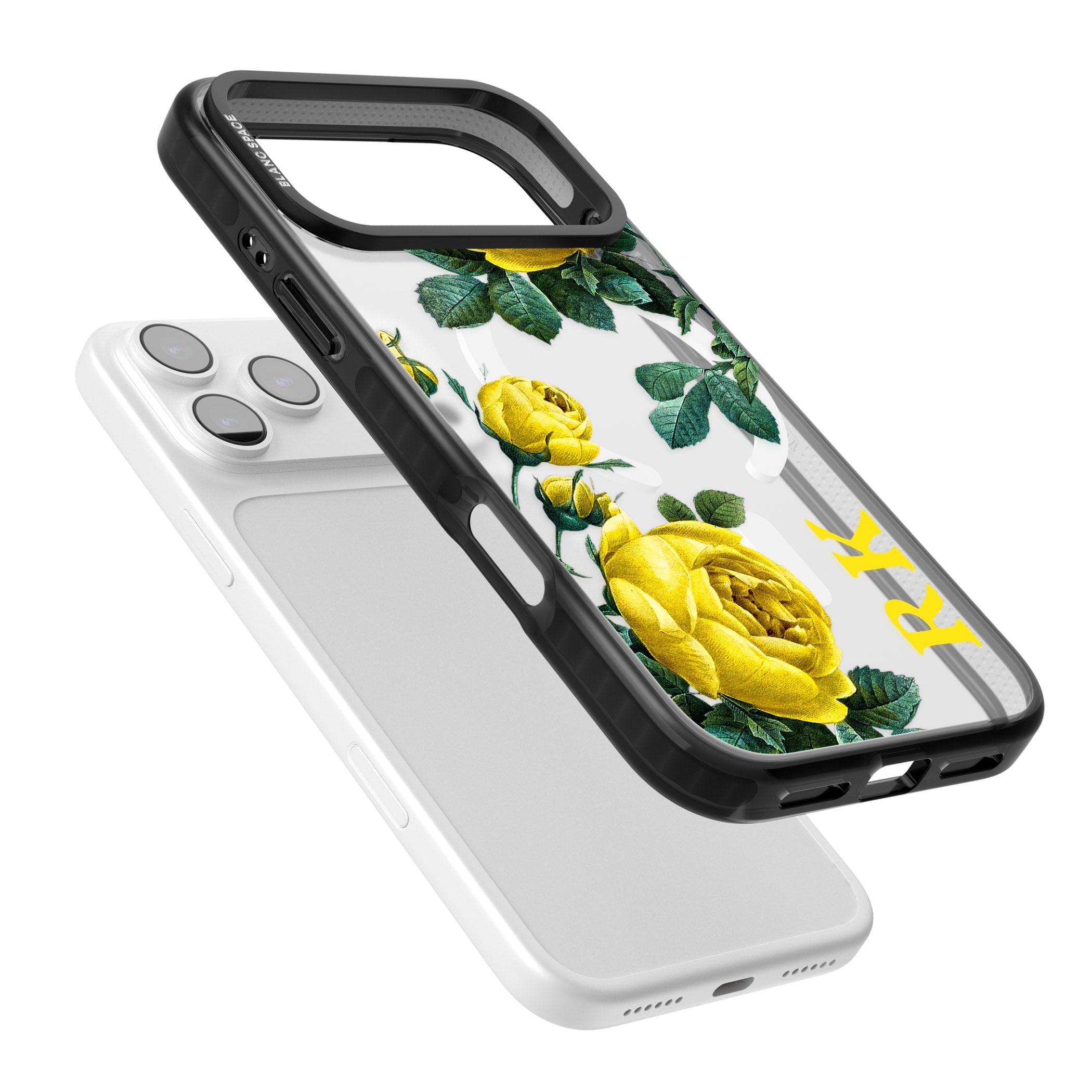 Personalised Vintage Floral Yellow Roses iPhone 17 Pro Max Impact Pro Black Phone Case Colours