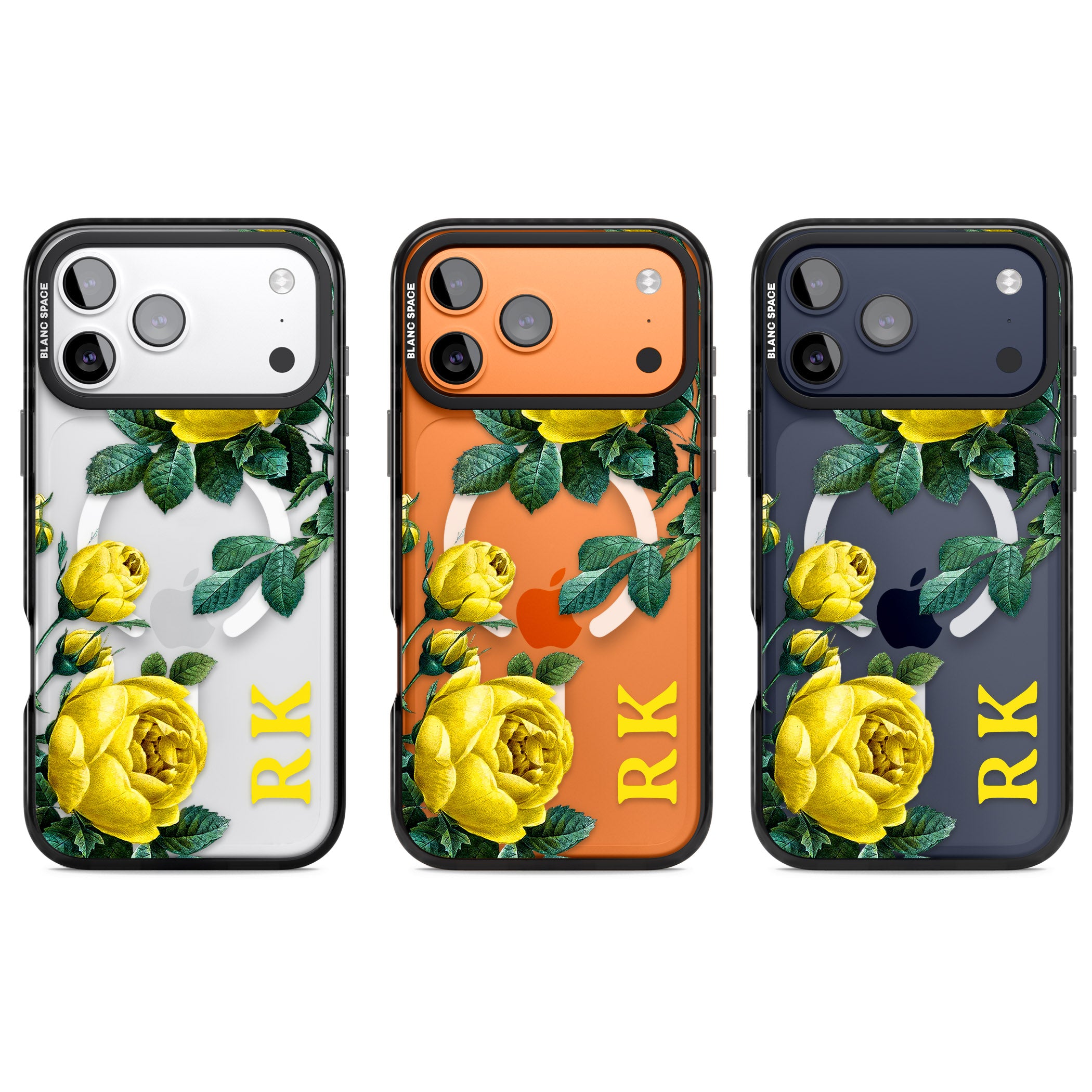 Personalised Vintage Floral Yellow Roses iPhone 17 Pro Impact Pro Black Phone Case APT Impact Protection