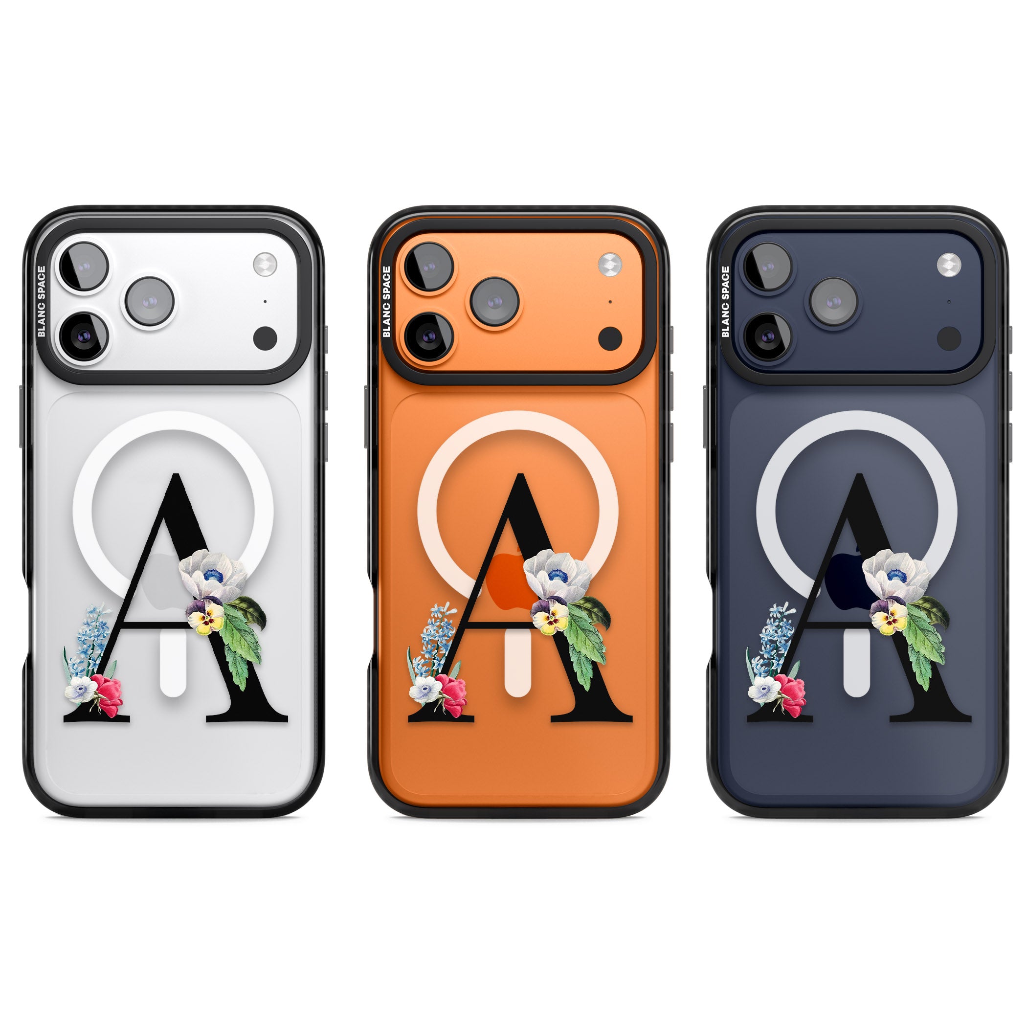 Personalised Floral Initial iPhone 17 Pro Impact Pro Black Phone Case APT Impact Protection