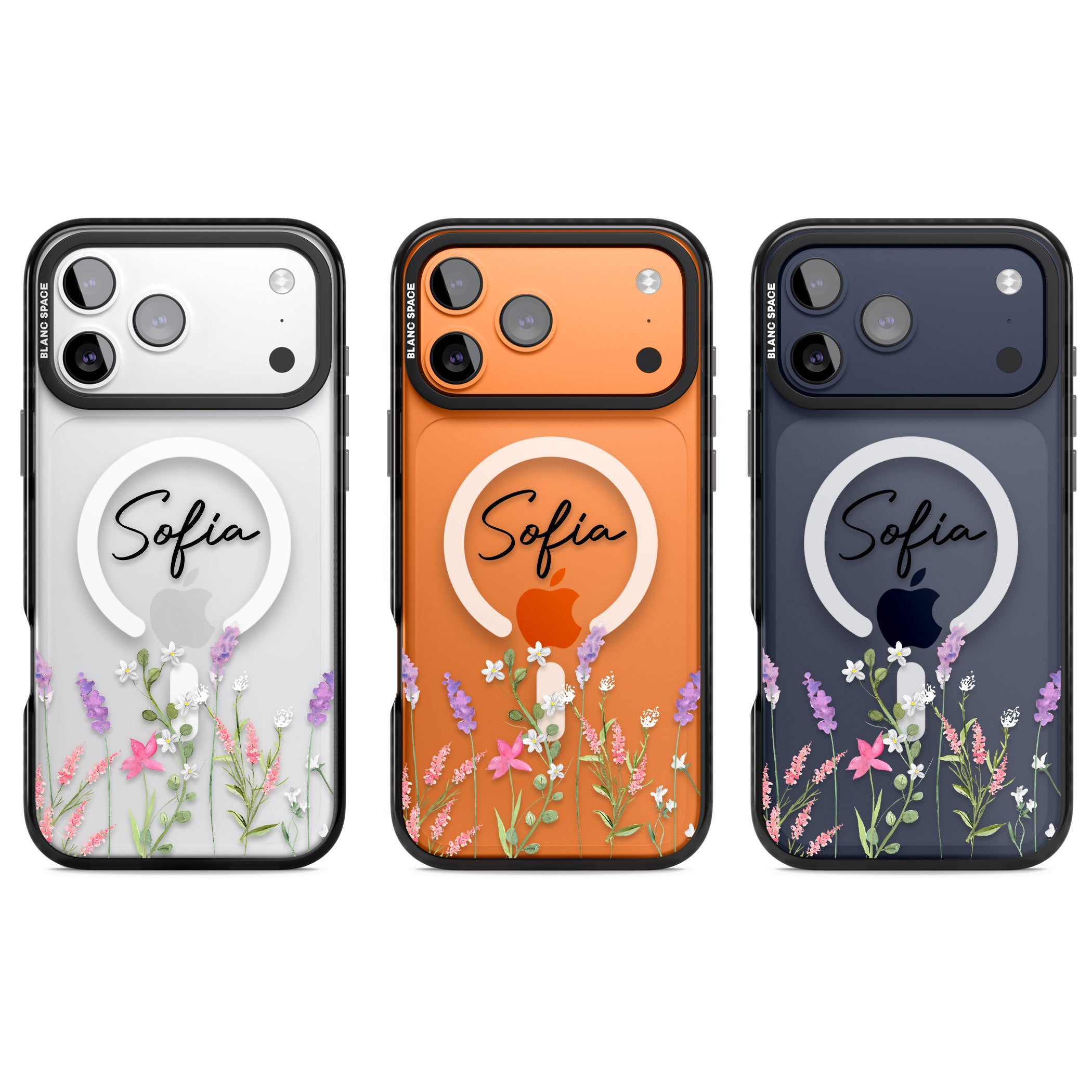 Personalised Lavender Wildflowers iPhone 17 Pro Impact Pro Black Phone Case APT Impact Protection