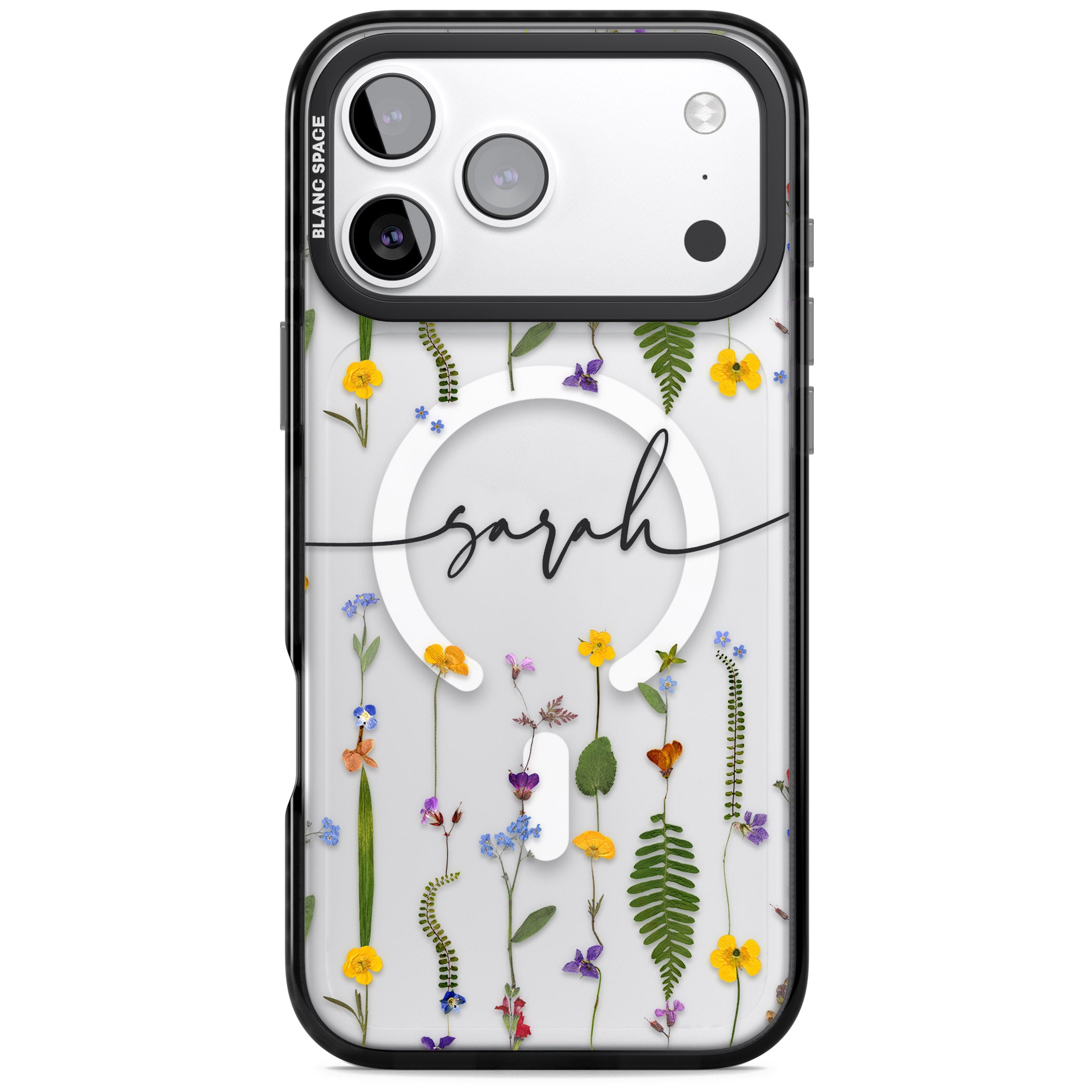 Personalised Wildflower Chain iPhone 17 Pro Impact Pro Black Phone Case