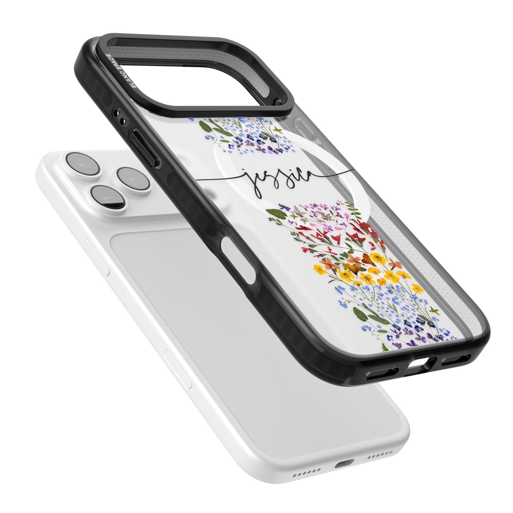 Personalised Wildflower Stripe iPhone 17 Pro Max Impact Pro Black Phone Case Colours