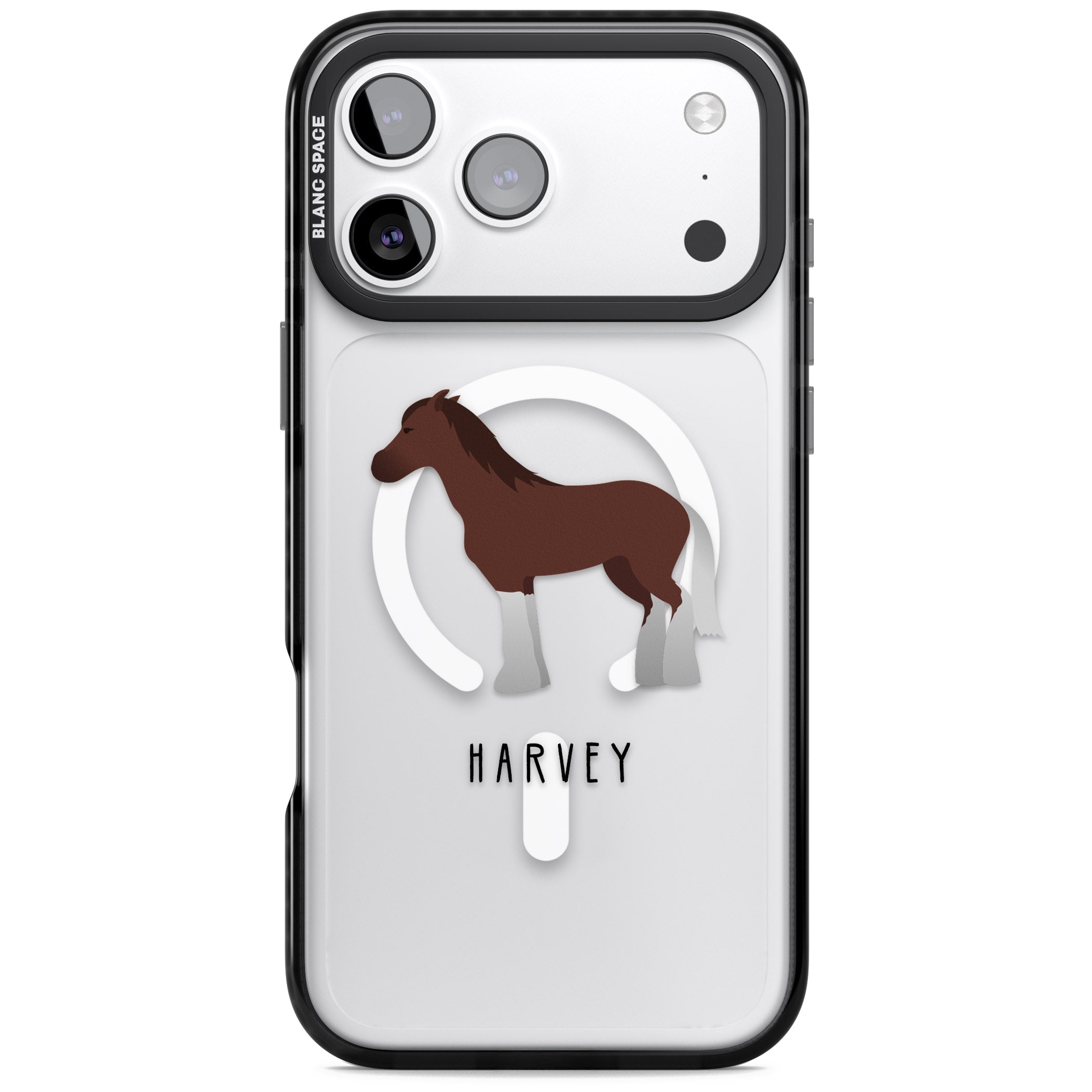 Personalised Brown Horse iPhone 17 Pro Max Impact Pro Black Phone Case