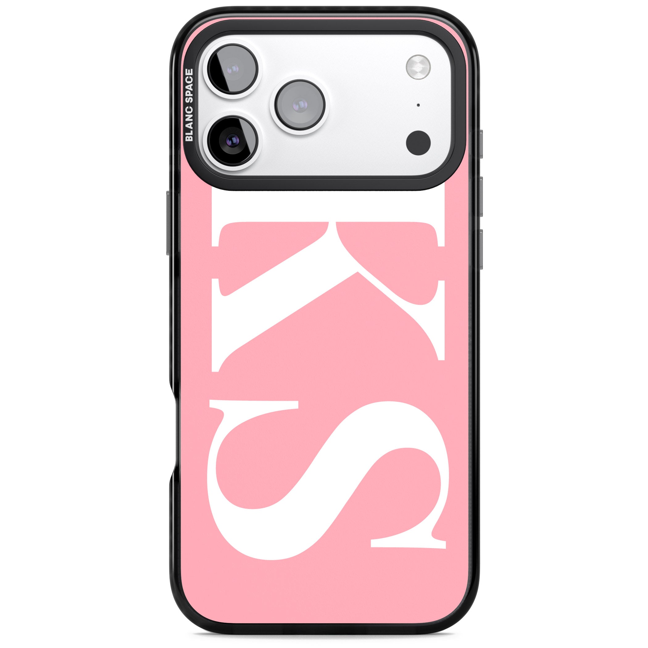 Personalised White & Pink Letters iPhone 17 Pro Impact Pro Black Phone Case