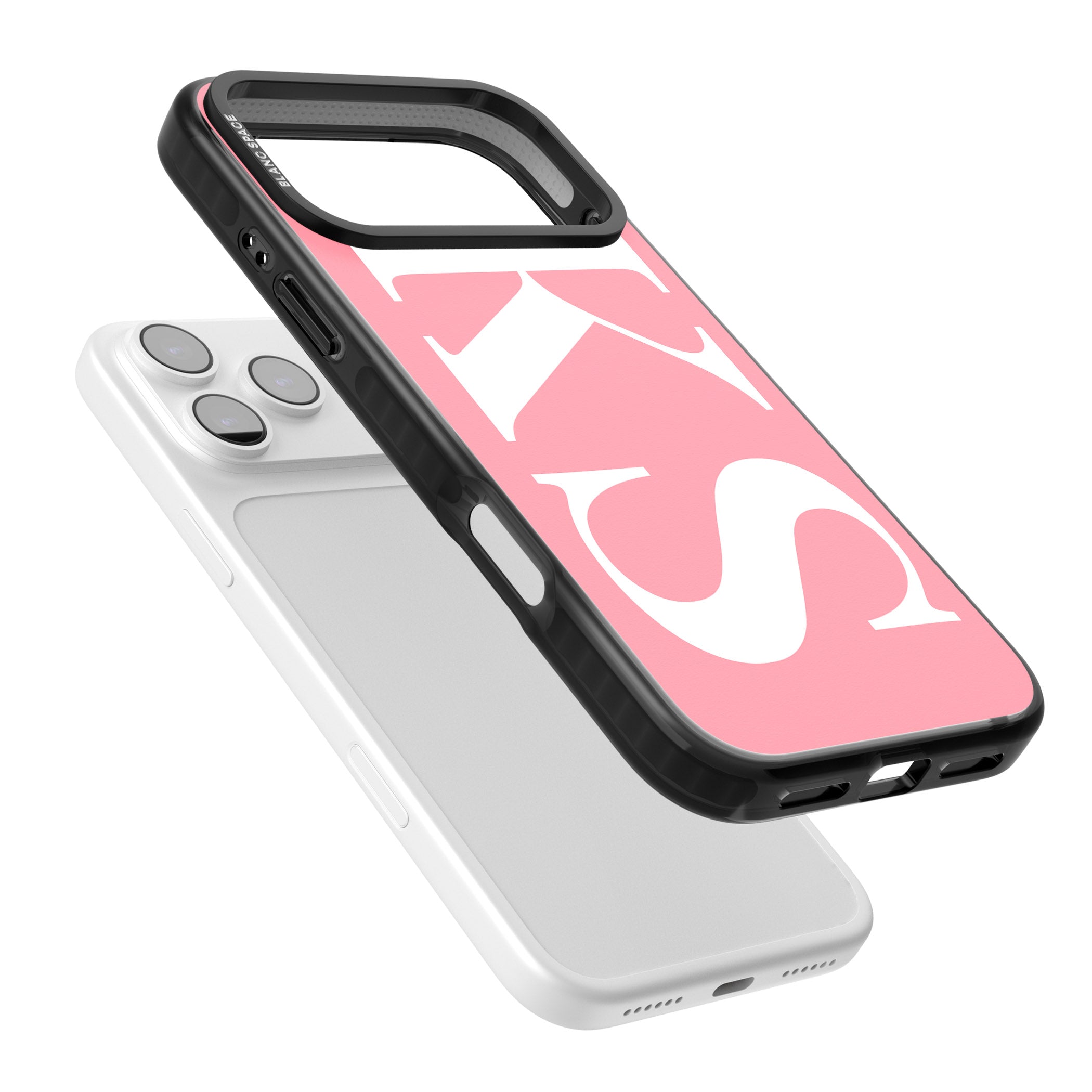 Personalised White & Pink Letters iPhone 17 Pro Impact Pro Black Phone Case Colours