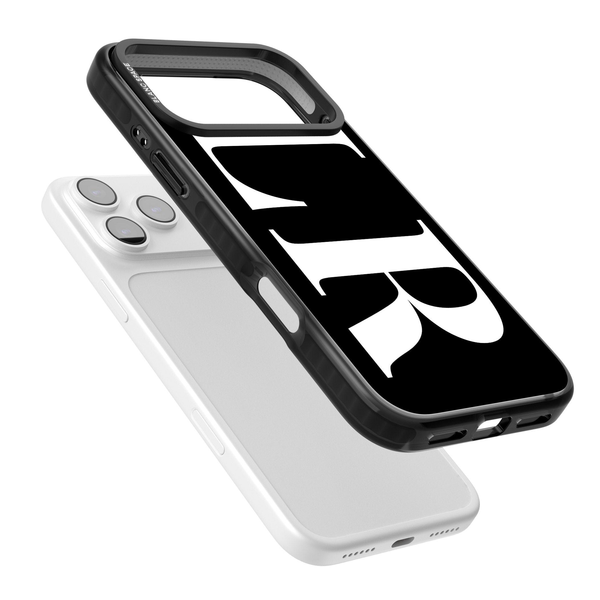 Personalised White & Black Letters iPhone 17 Pro Impact Pro Black Phone Case Colours