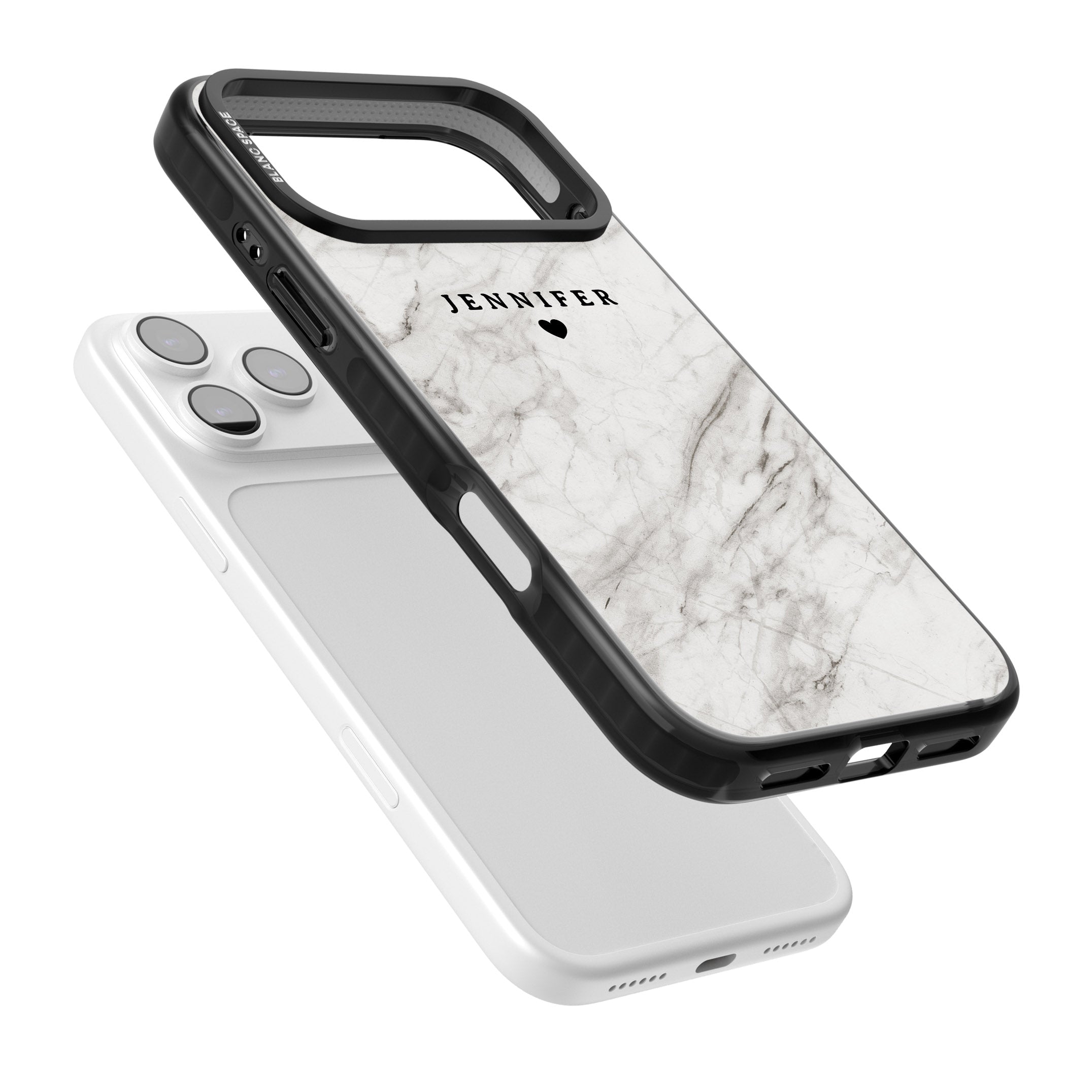 Personalised Light Grey Marble iPhone 17 Pro Max Impact Pro Black Phone Case Colours