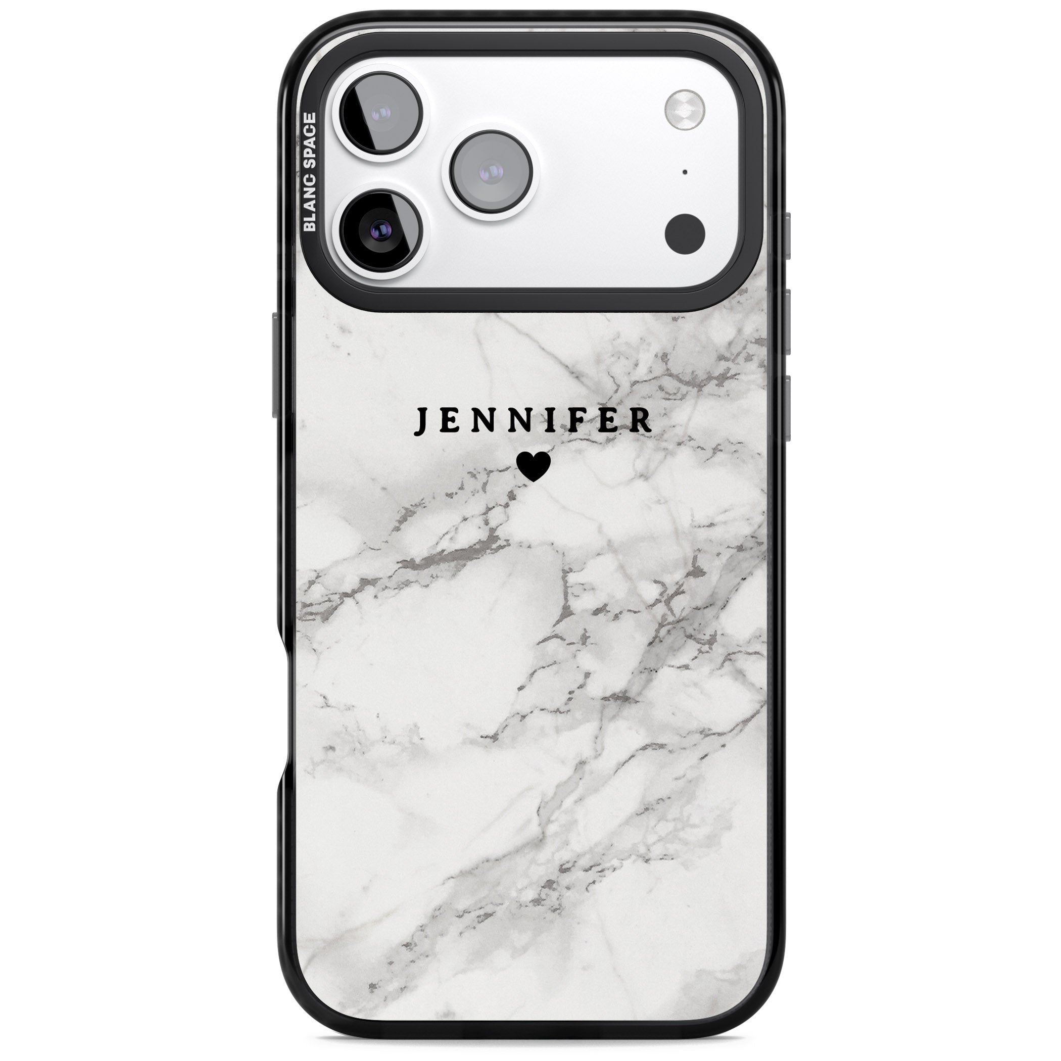 Personalised Classic Grey Marble iPhone 17 Pro Impact Pro Black Phone Case