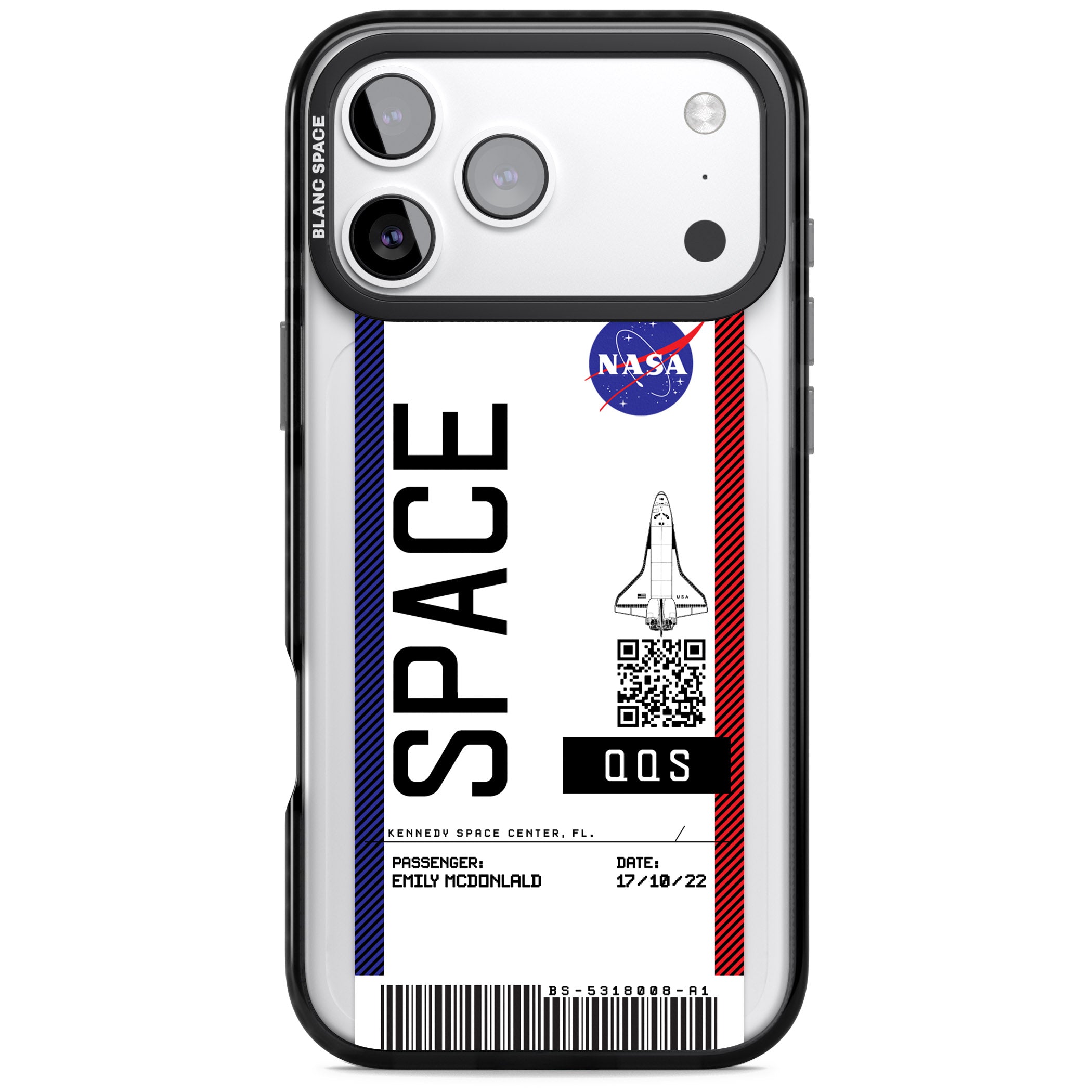 Personalised Nasa Boarding Pass (Light) iPhone 17 Pro Impact Pro Black Phone Case