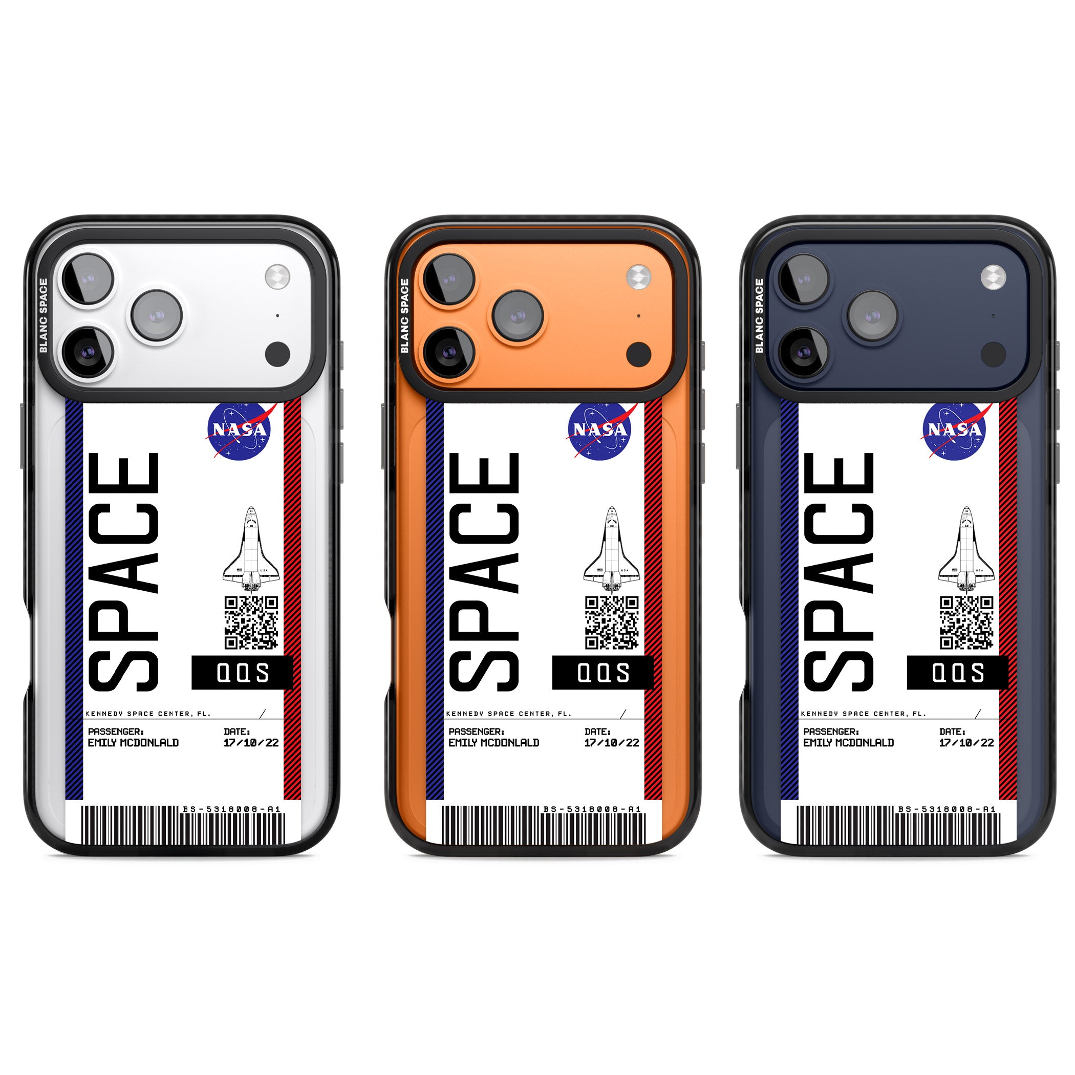 Personalised Nasa Boarding Pass (Light) iPhone 17 Pro Impact Pro Black Phone Case APT Impact Protection