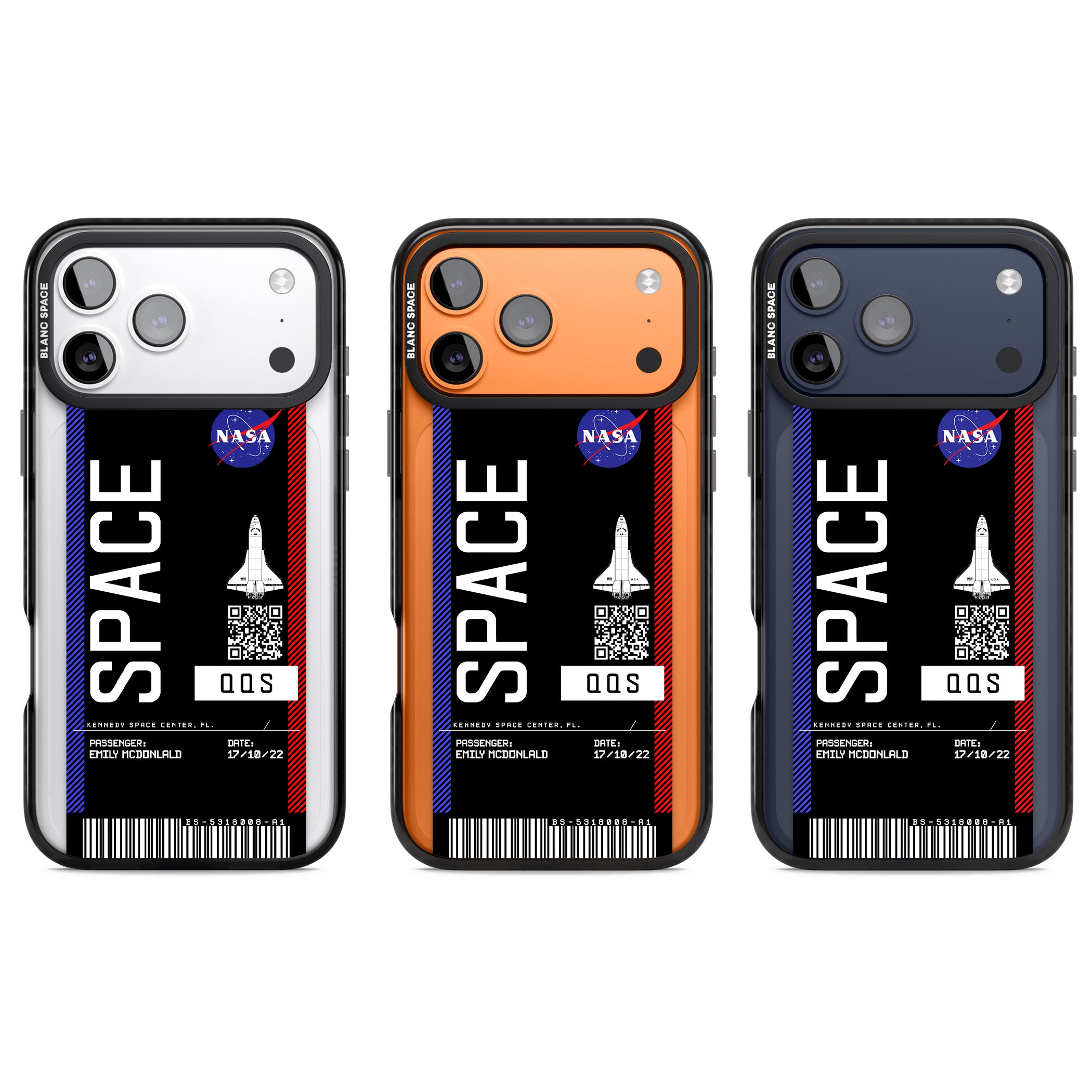 Personalised Nasa Boarding Pass (Dark) iPhone 17 Pro Impact Pro Black Phone Case APT Impact Protection