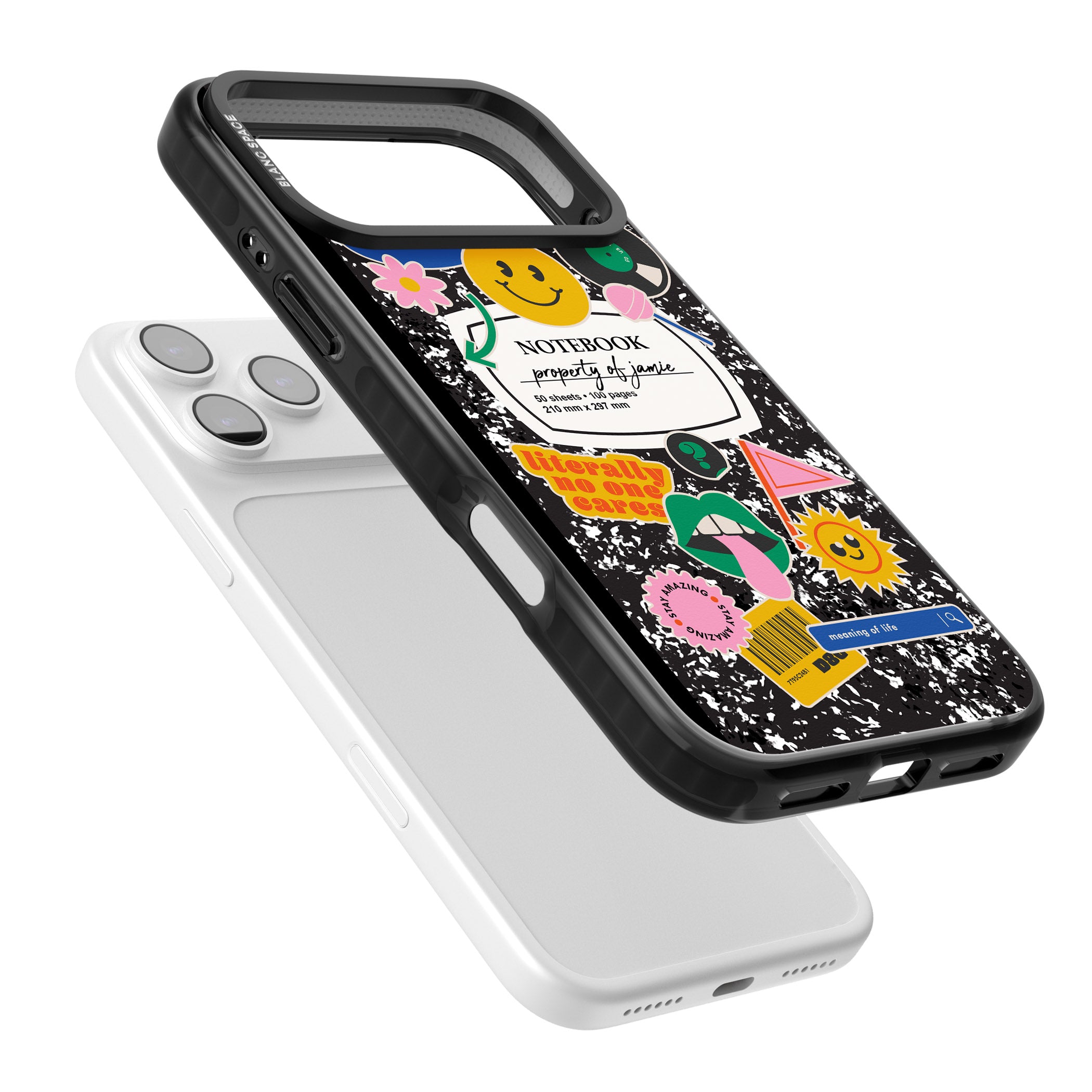 Personalised Quirky Notebook iPhone 17 Pro Impact Pro Black Phone Case Colours