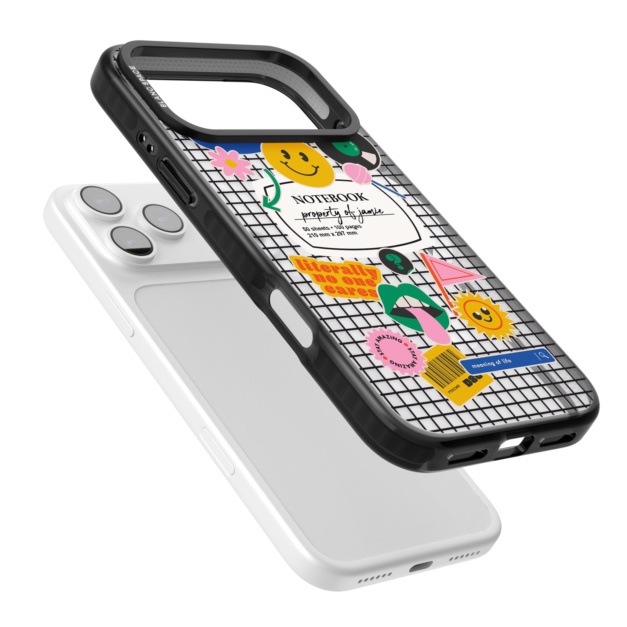 Personalised Sticker Mix Grid iPhone 17 Pro Max Impact Pro Black Phone Case Colours